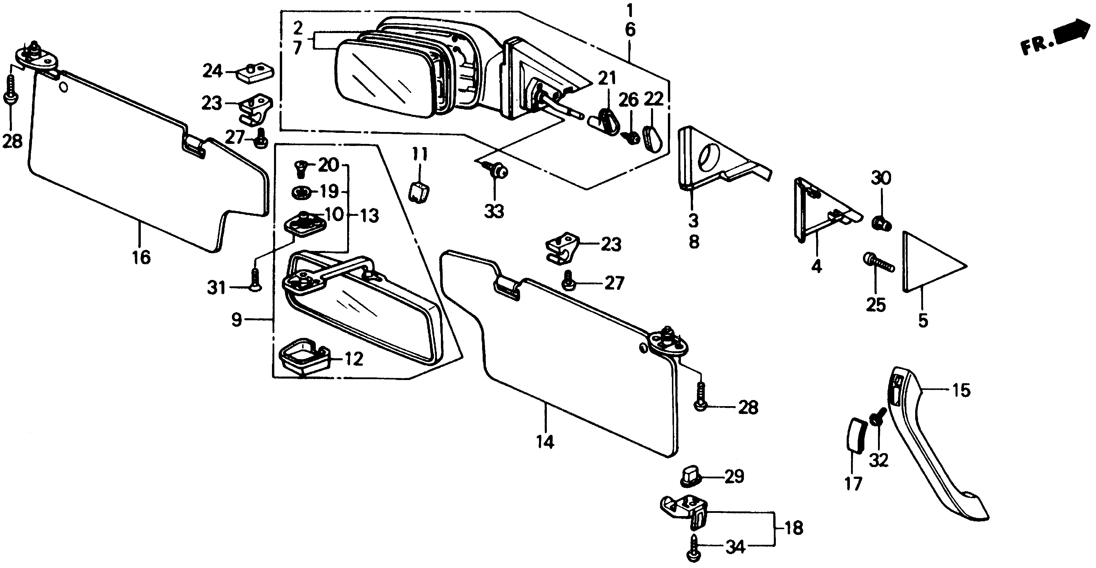 Diagram INTERIOR ACCESSORIES@DOOR  MIRROR for your Honda CRX  