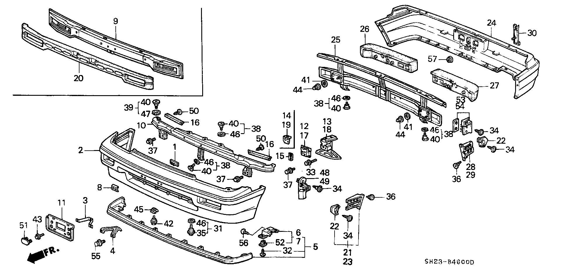 Diagram BUMPER for your 1996 Honda Accord Coupe 2.2L VTEC MT EX 