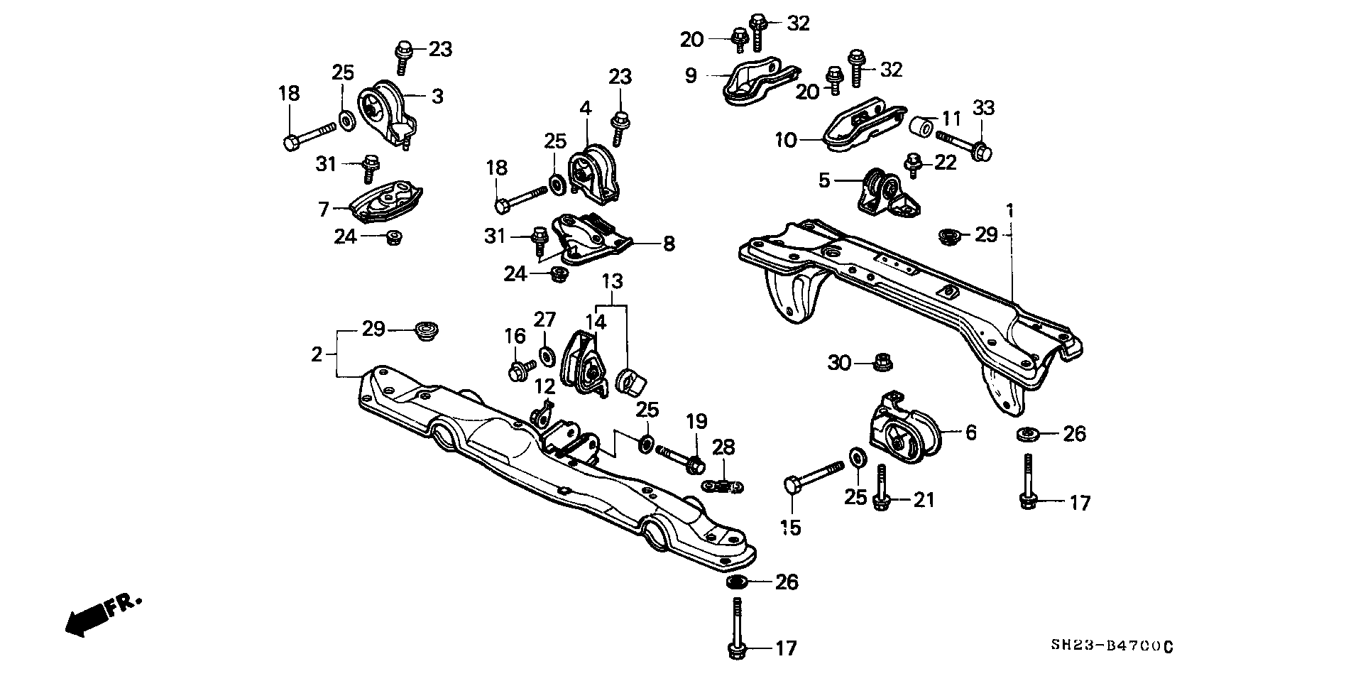 Diagram ENGINE MOUNT for your 1990 Honda Accord Coupe 2.2L MT LX 