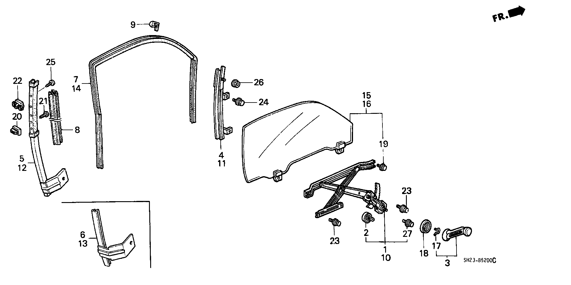 Diagram DOOR WINDOW for your Honda