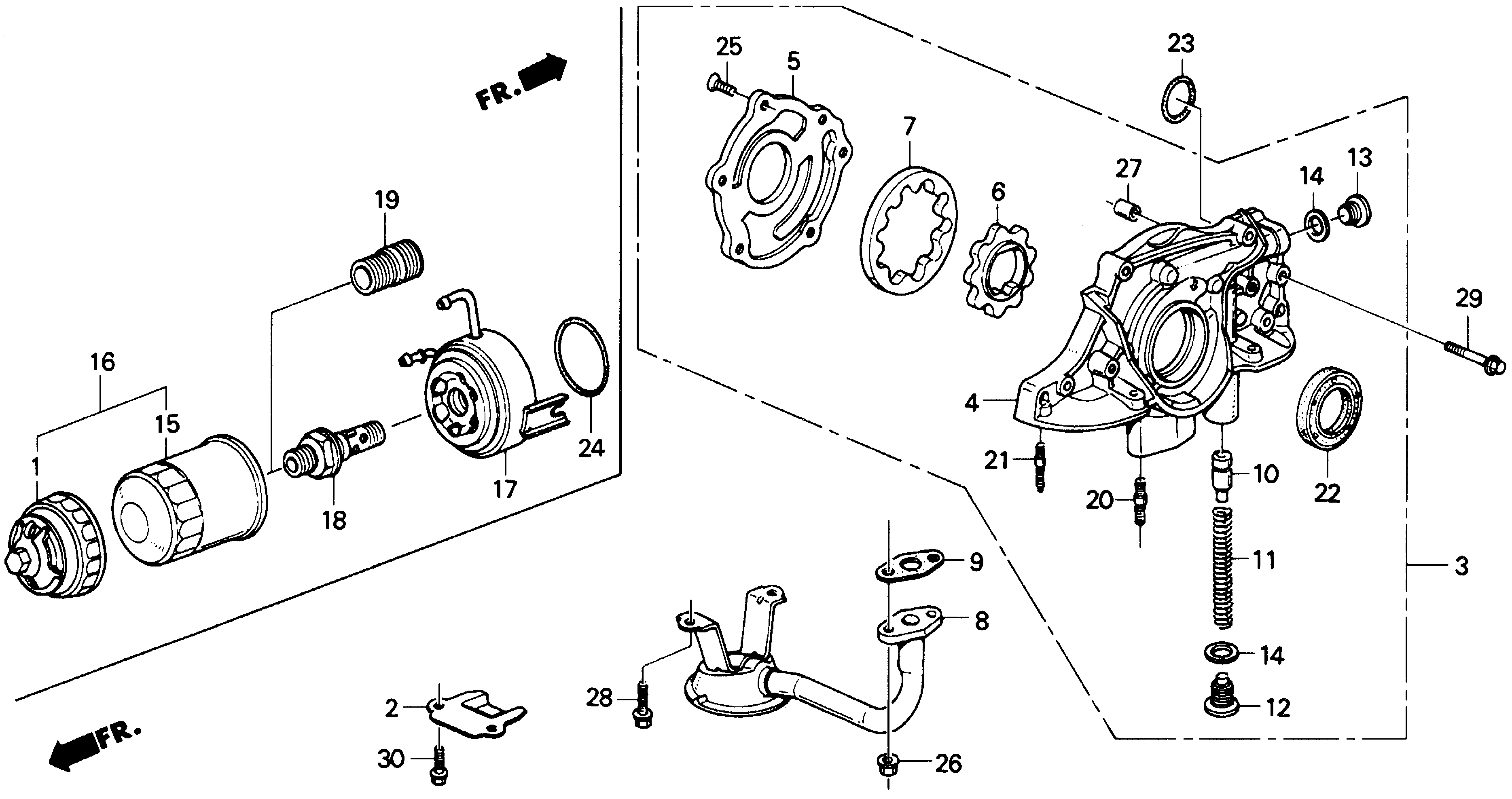 Diagram OIL PUMP@OIL STRAINER for your 1992 Honda Accord Coupe 2.2L AT DX 