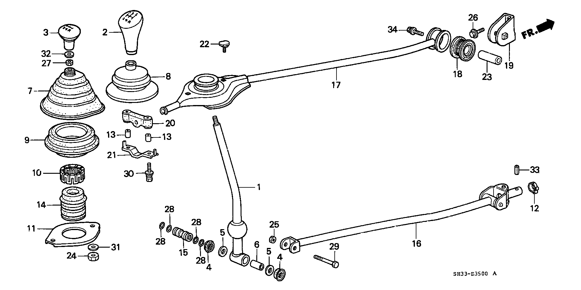 Diagram SHIFT LEVER for your 1992 Honda Accord Coupe 2.2L AT DX 