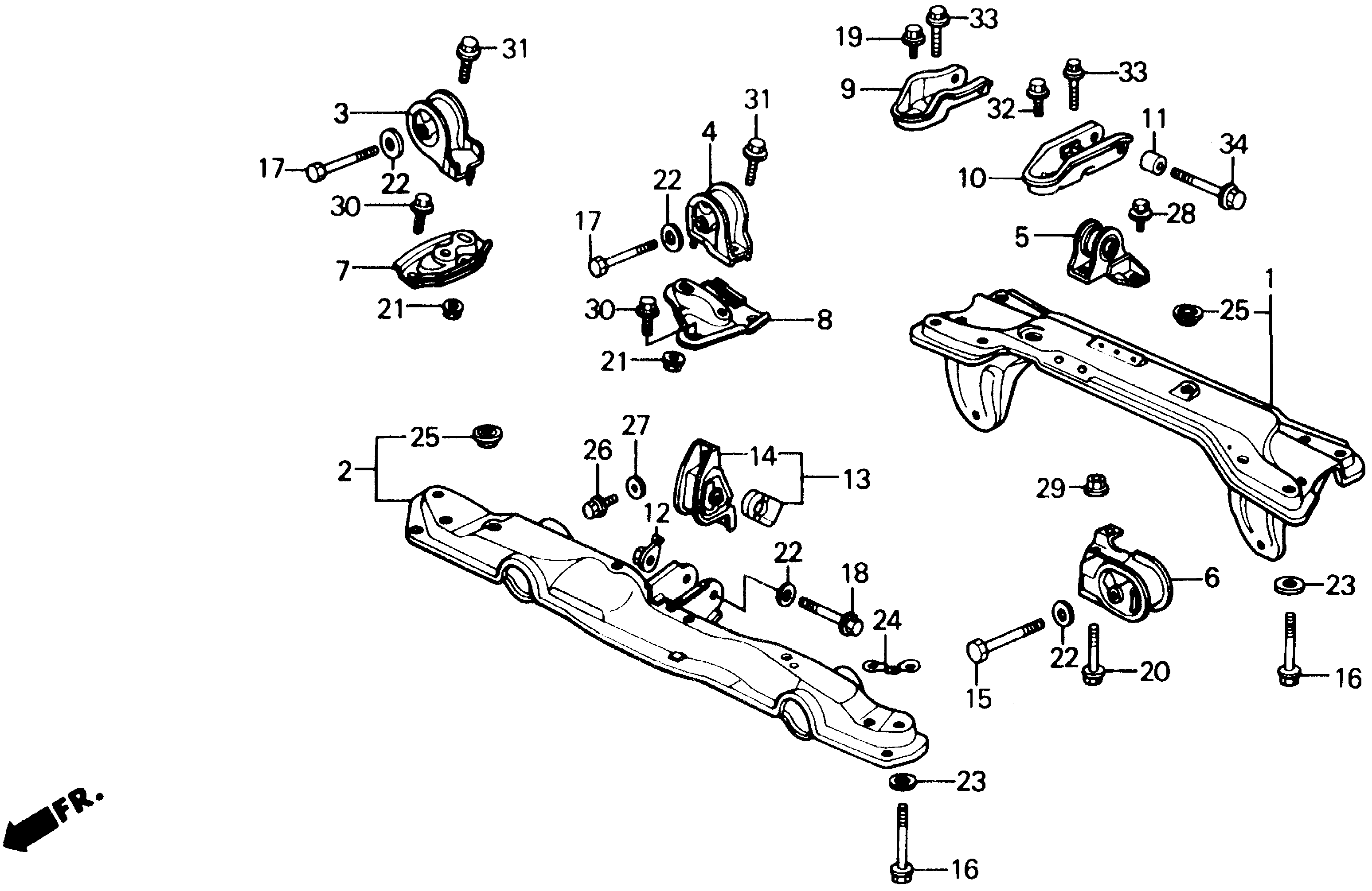 Diagram ENGINE MOUNT for your 1990 Honda Accord Coupe 2.2L MT LX 