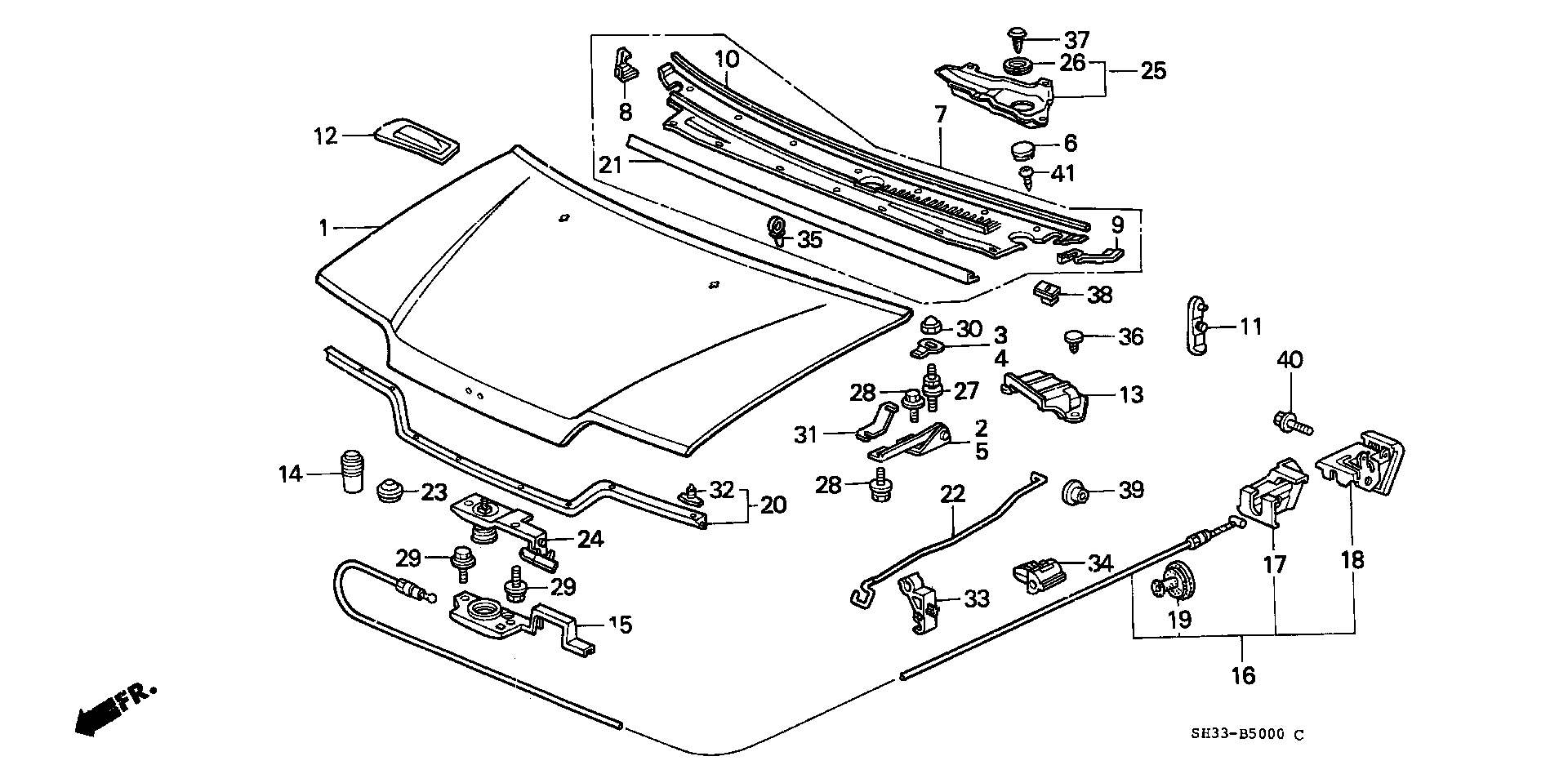 Diagram HOOD for your 1989 Honda Accord Coupe 2.0L MT DX 