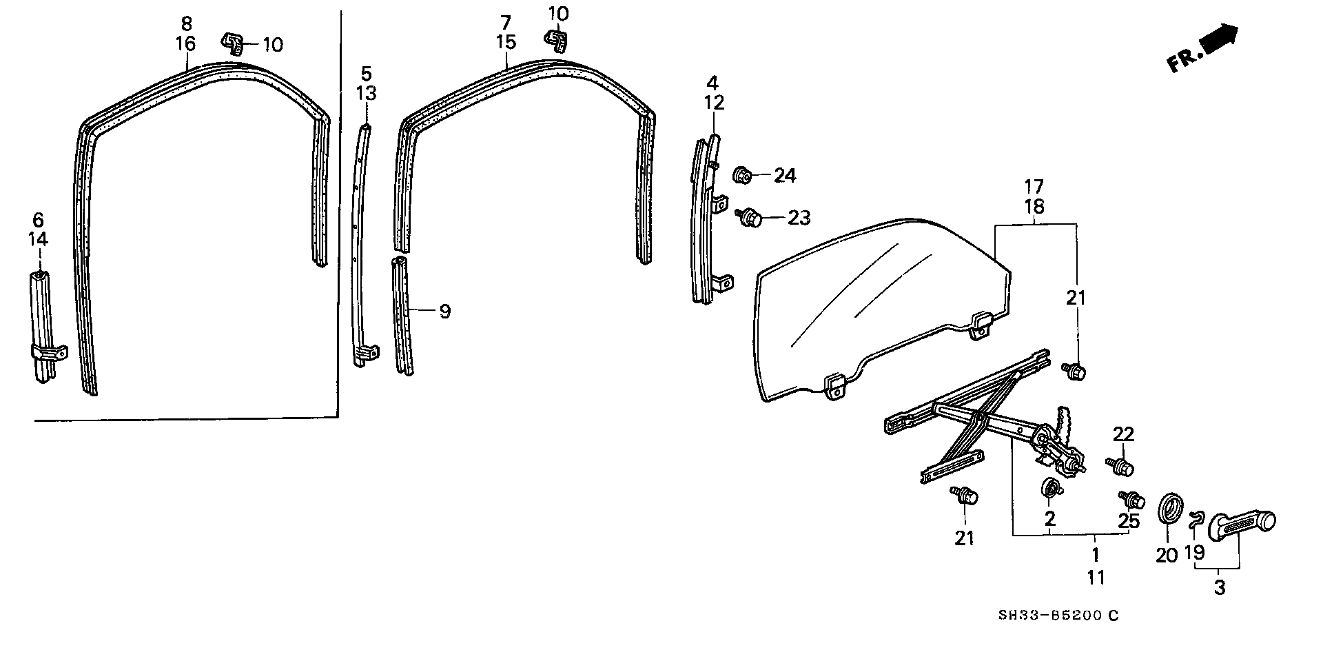 Diagram DOOR WINDOW for your Honda