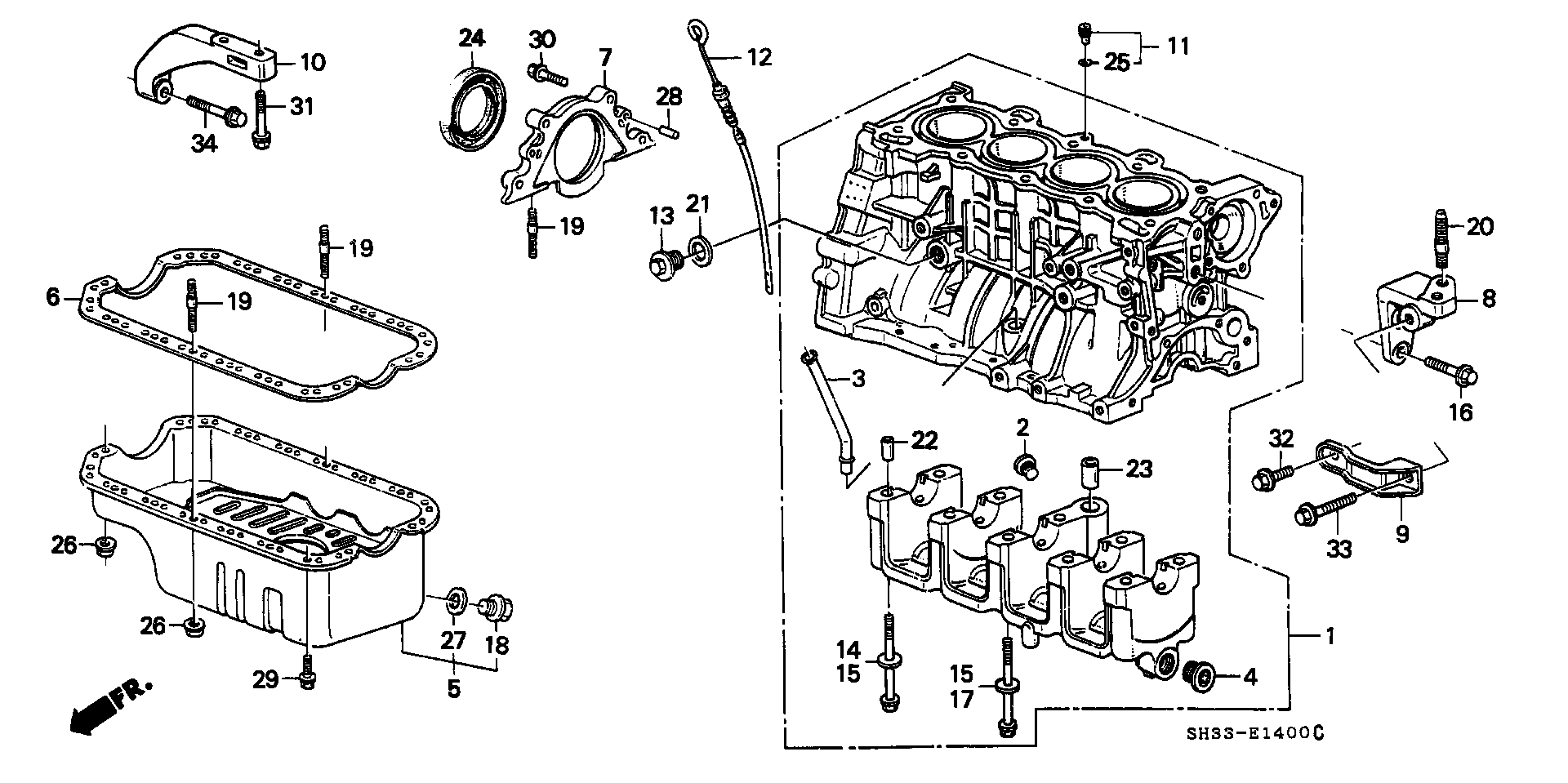 Diagram CYLINDER BLOCK@OIL PAN for your Honda Civic Hatchback  