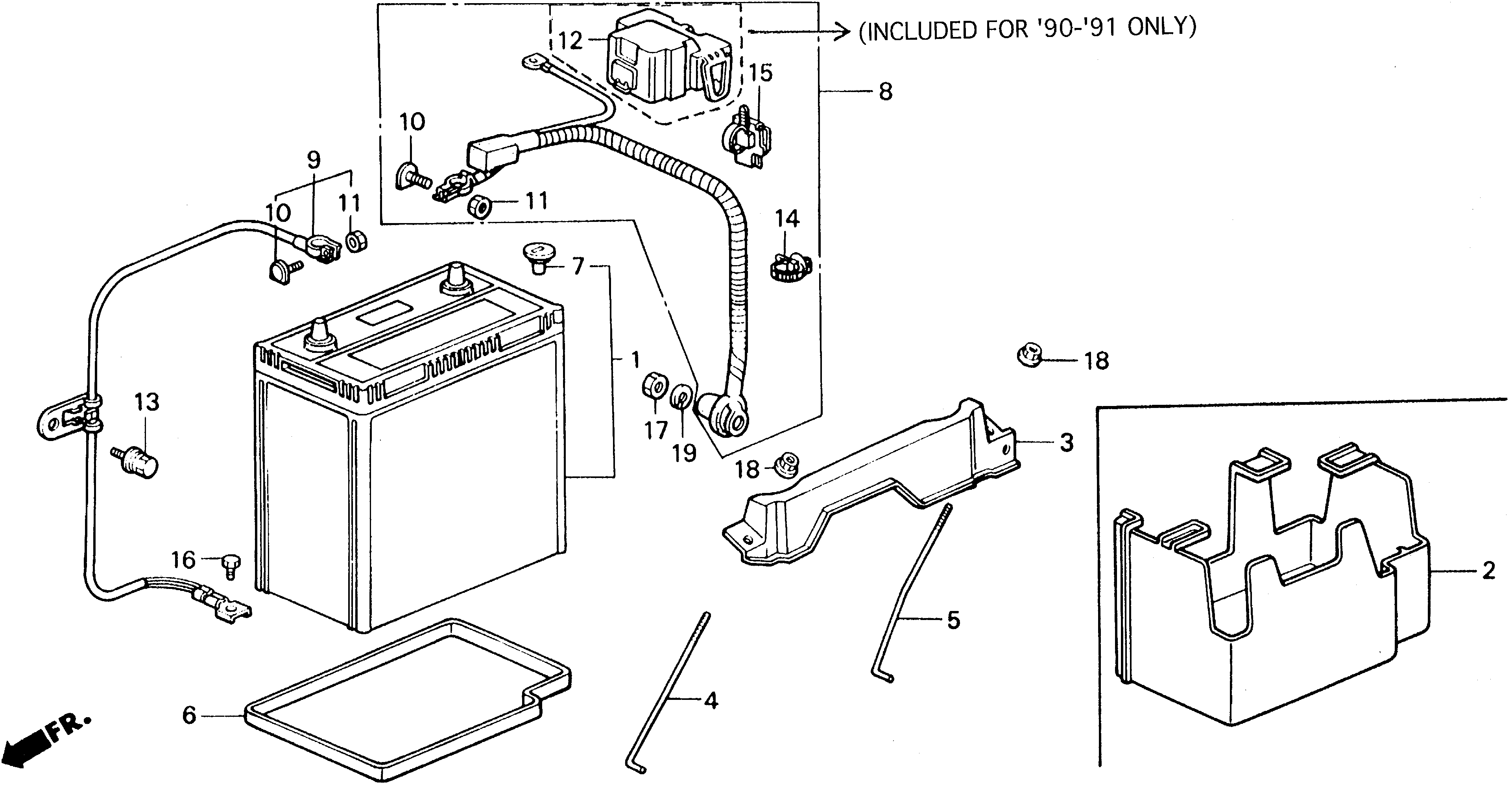 Diagram BATTERY@BATTERY CABLE for your 1990 Honda Accord Coupe 2.2L MT LX 