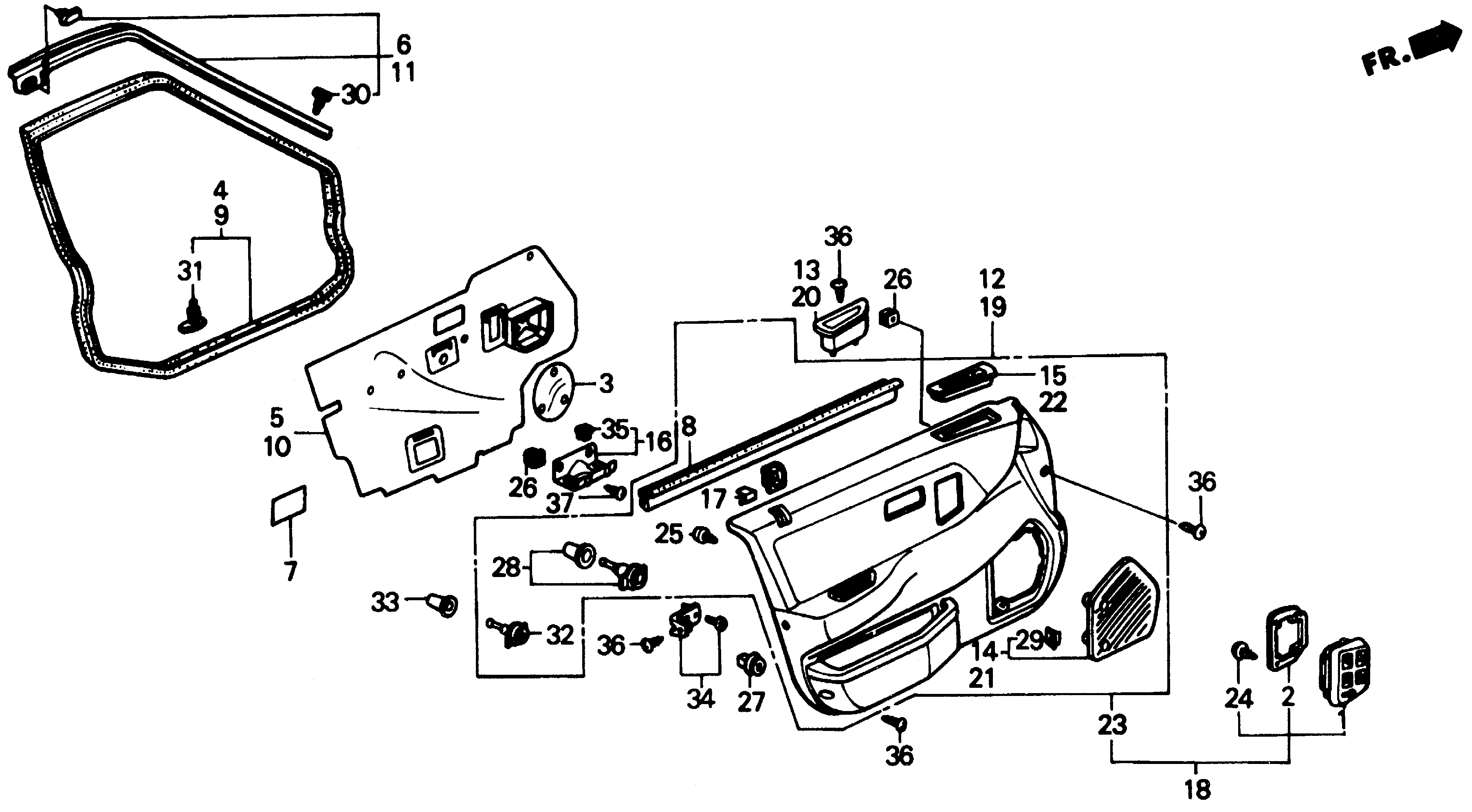 Diagram FRONT DOOR LINING for your Honda