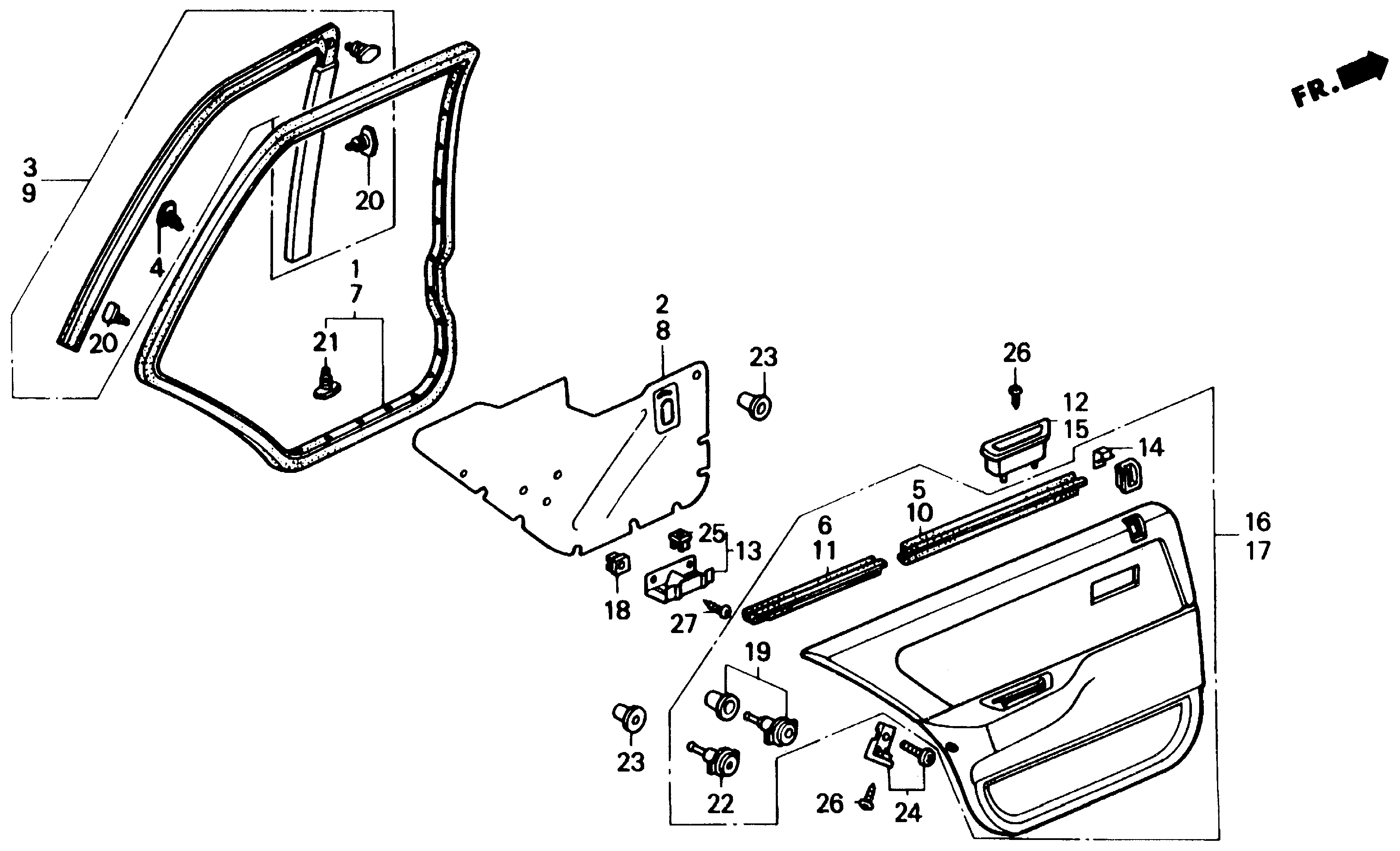 Diagram REAR DOOR LINING for your Honda