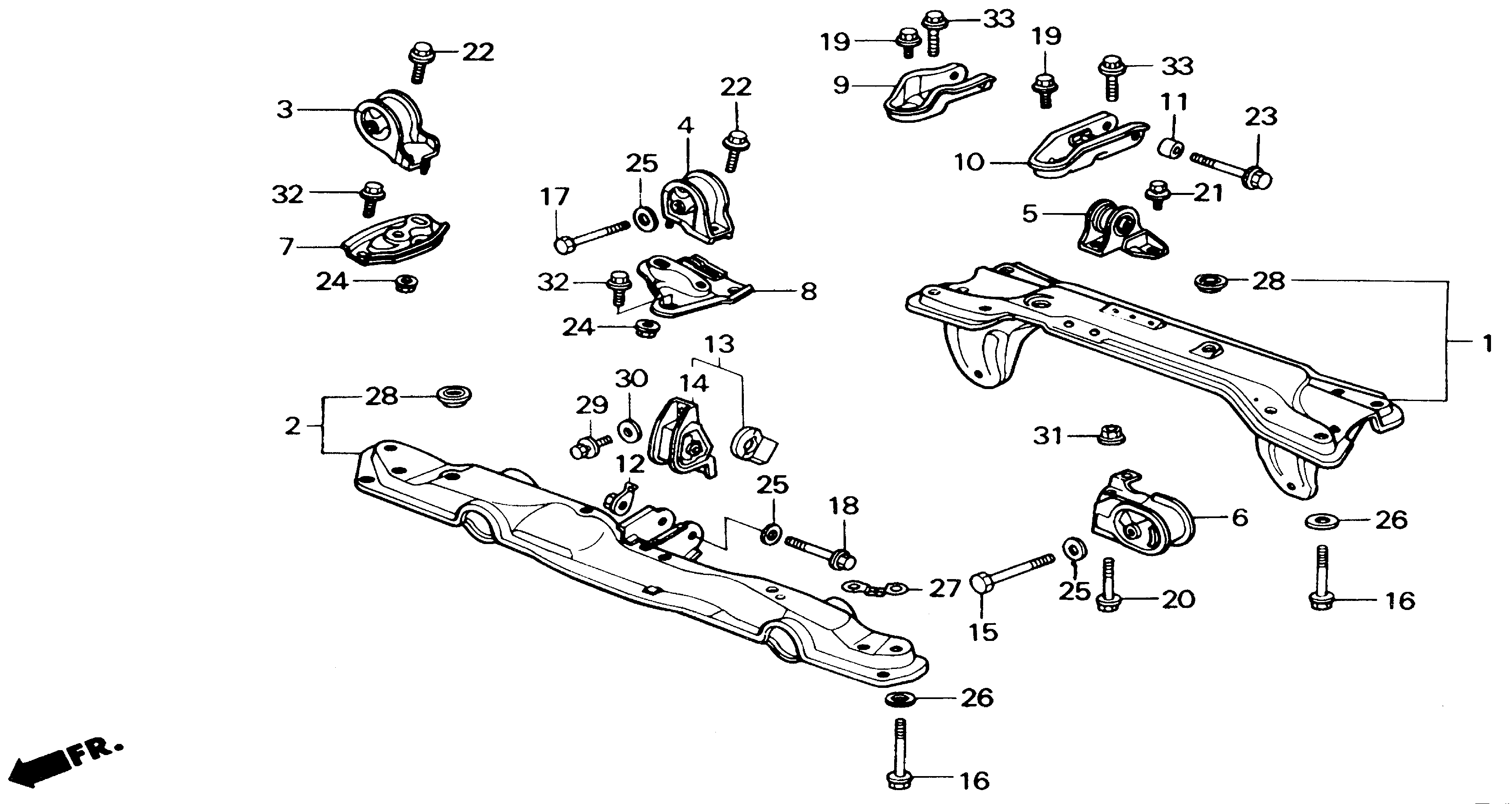 Diagram ENGINE MOUNT for your 1990 Honda Accord Coupe 2.2L MT LX 