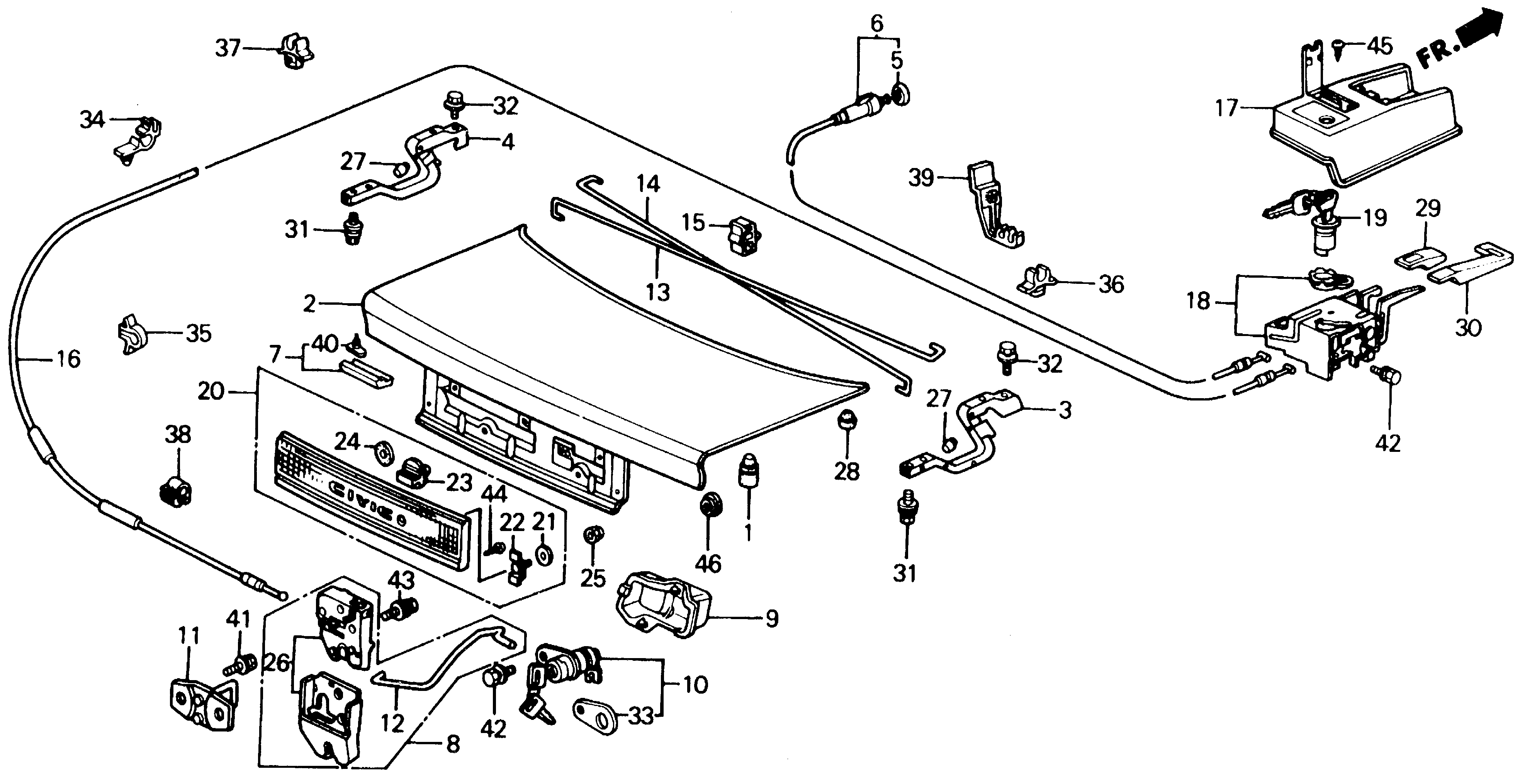 Diagram TRUNK LID for your 1999 Honda Accord Coupe   