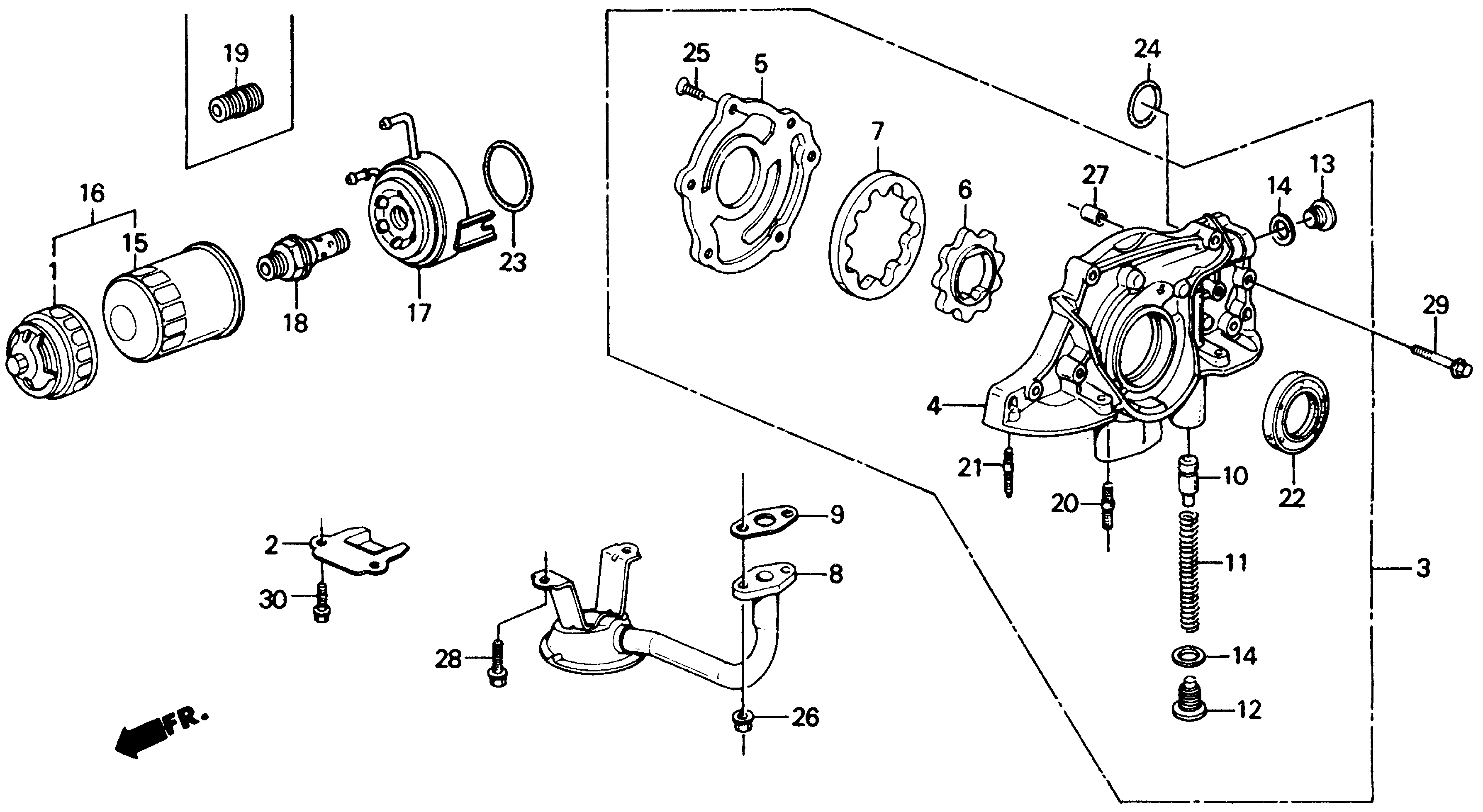 Diagram OIL PUMP@OIL STRAINER for your 1992 Honda Accord Coupe 2.2L AT DX 