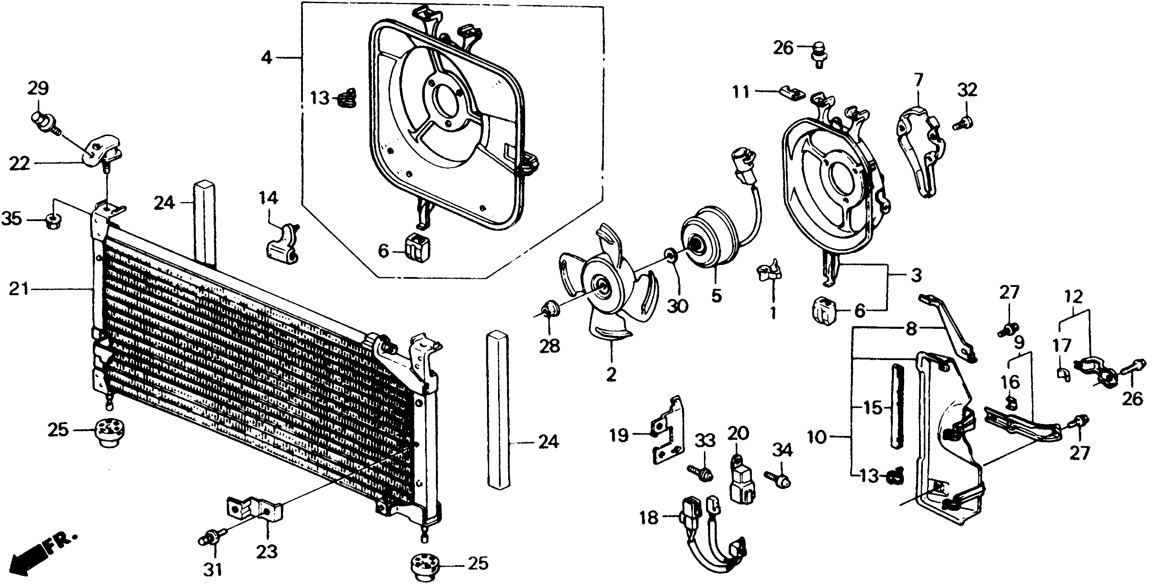 Diagram AIR CONDITIONER (CONDENSER) for your 1990 Honda Accord Coupe 2.2L AT LX 