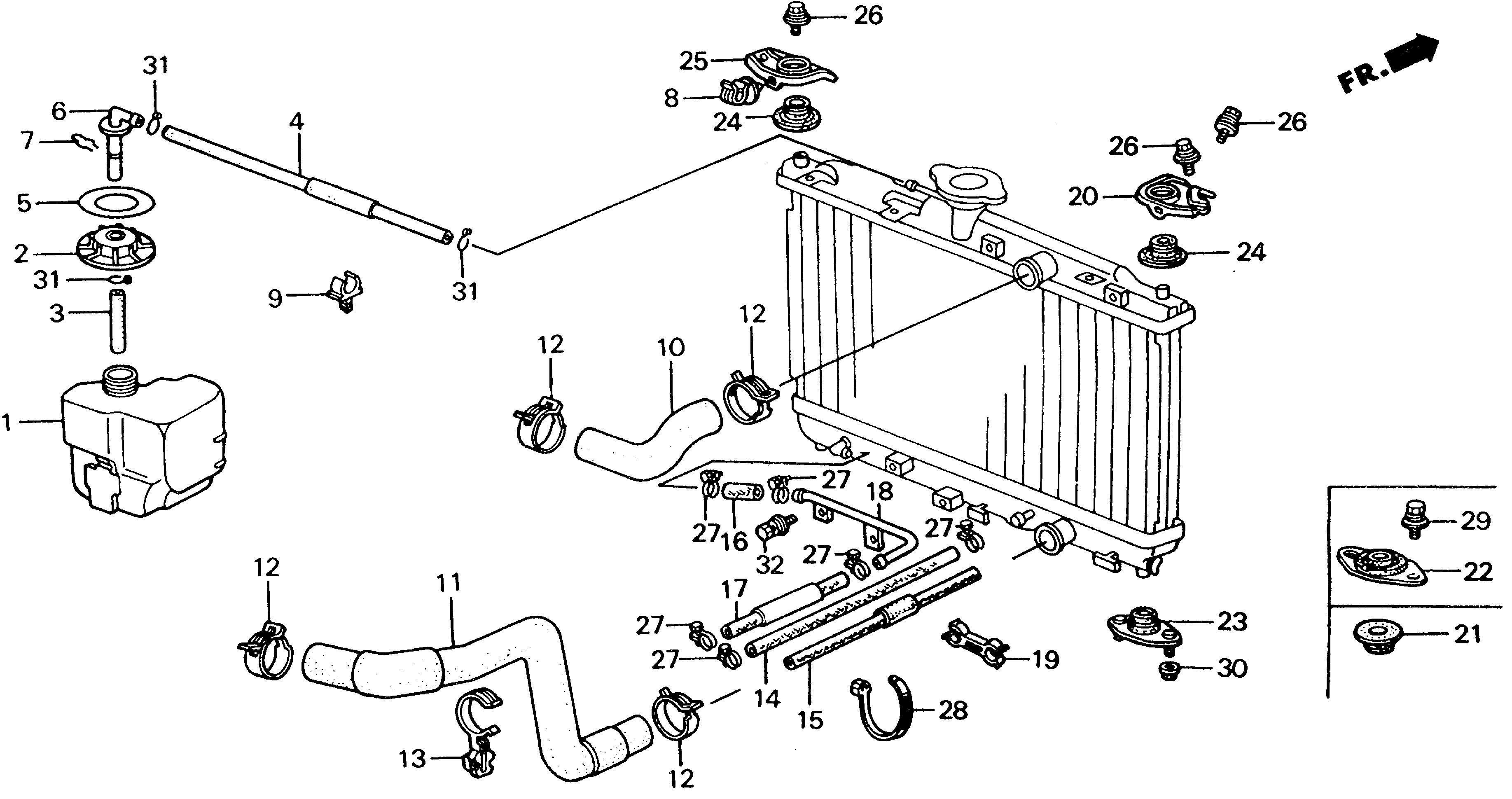 Diagram RADIATOR HOSE for your 1990 Honda Accord Coupe 2.2L AT LX 