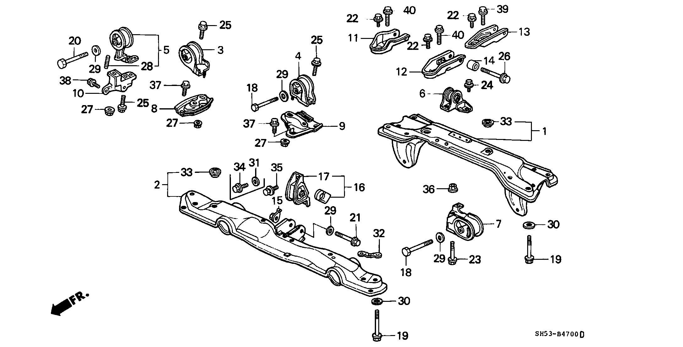 Diagram ENGINE MOUNT for your 1990 Honda Accord Coupe 2.2L MT LX 