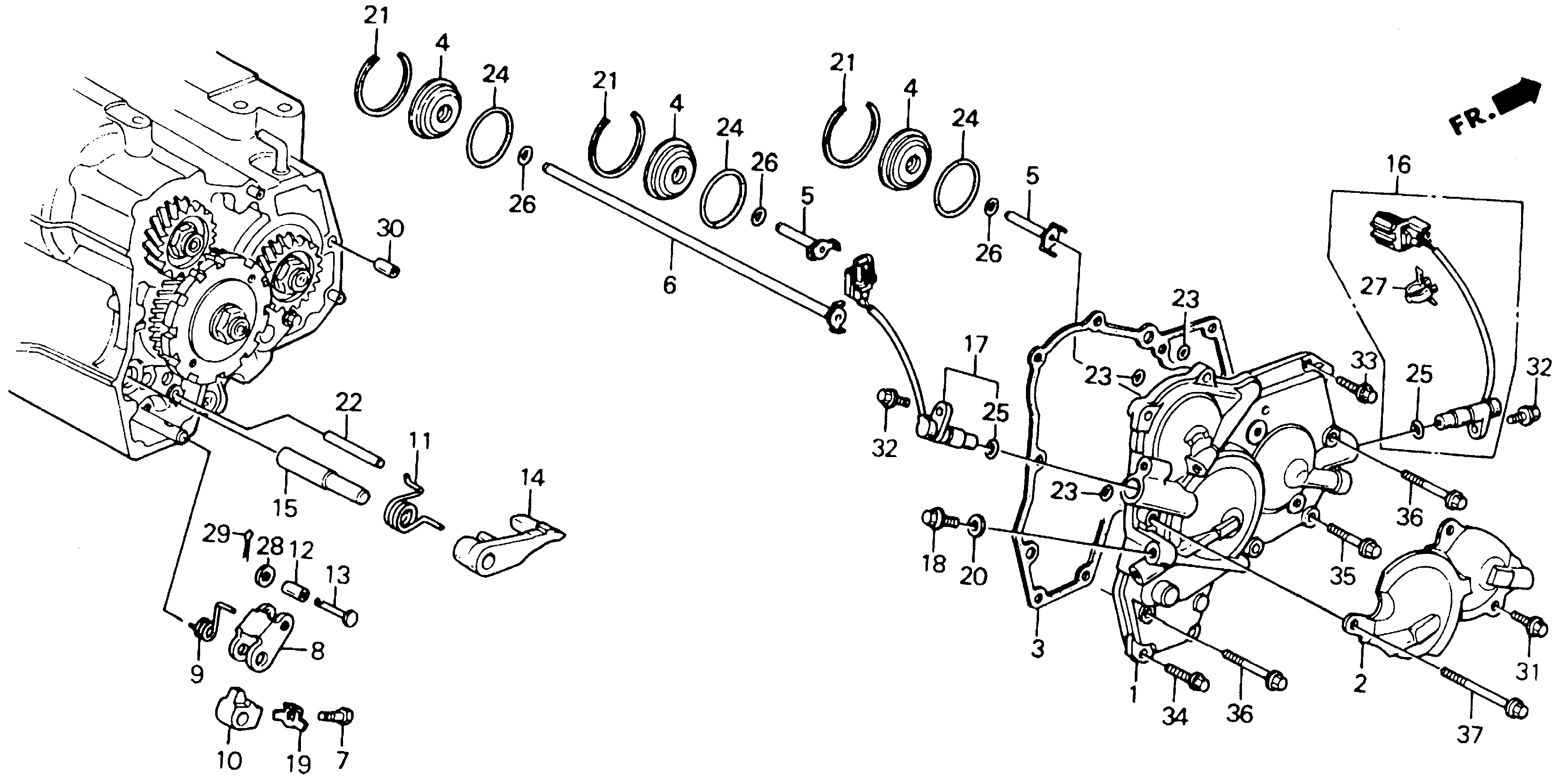 Diagram RIGHT SIDE COVER for your 1990 Honda Accord Coupe 2.2L AT LX 