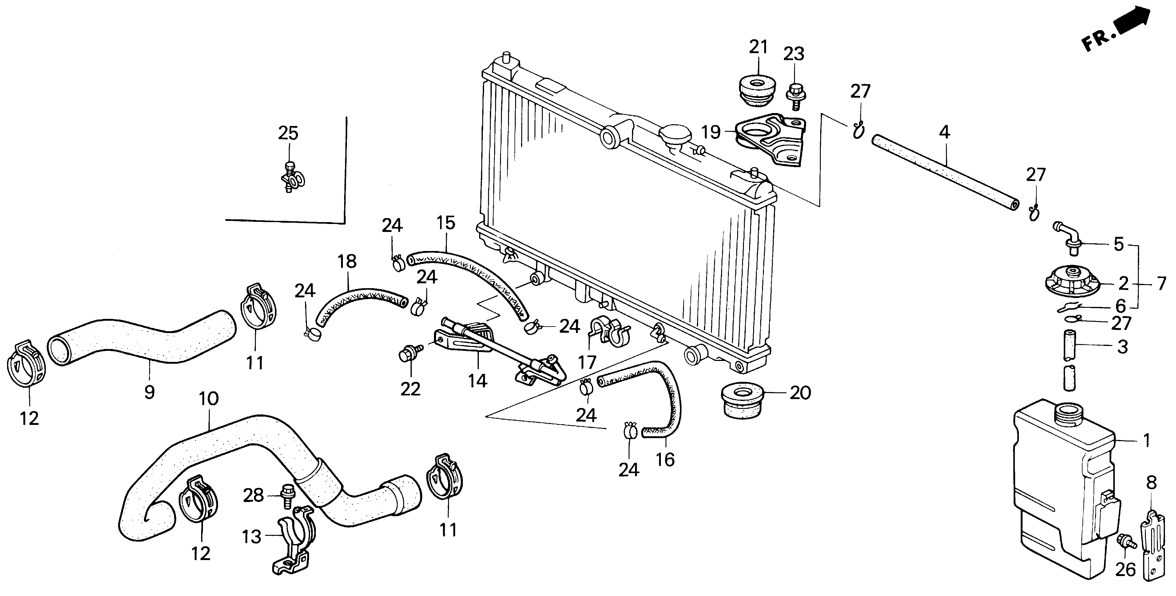 Diagram RADIATOR HOSE for your 1990 Honda Accord Coupe 2.2L AT LX 