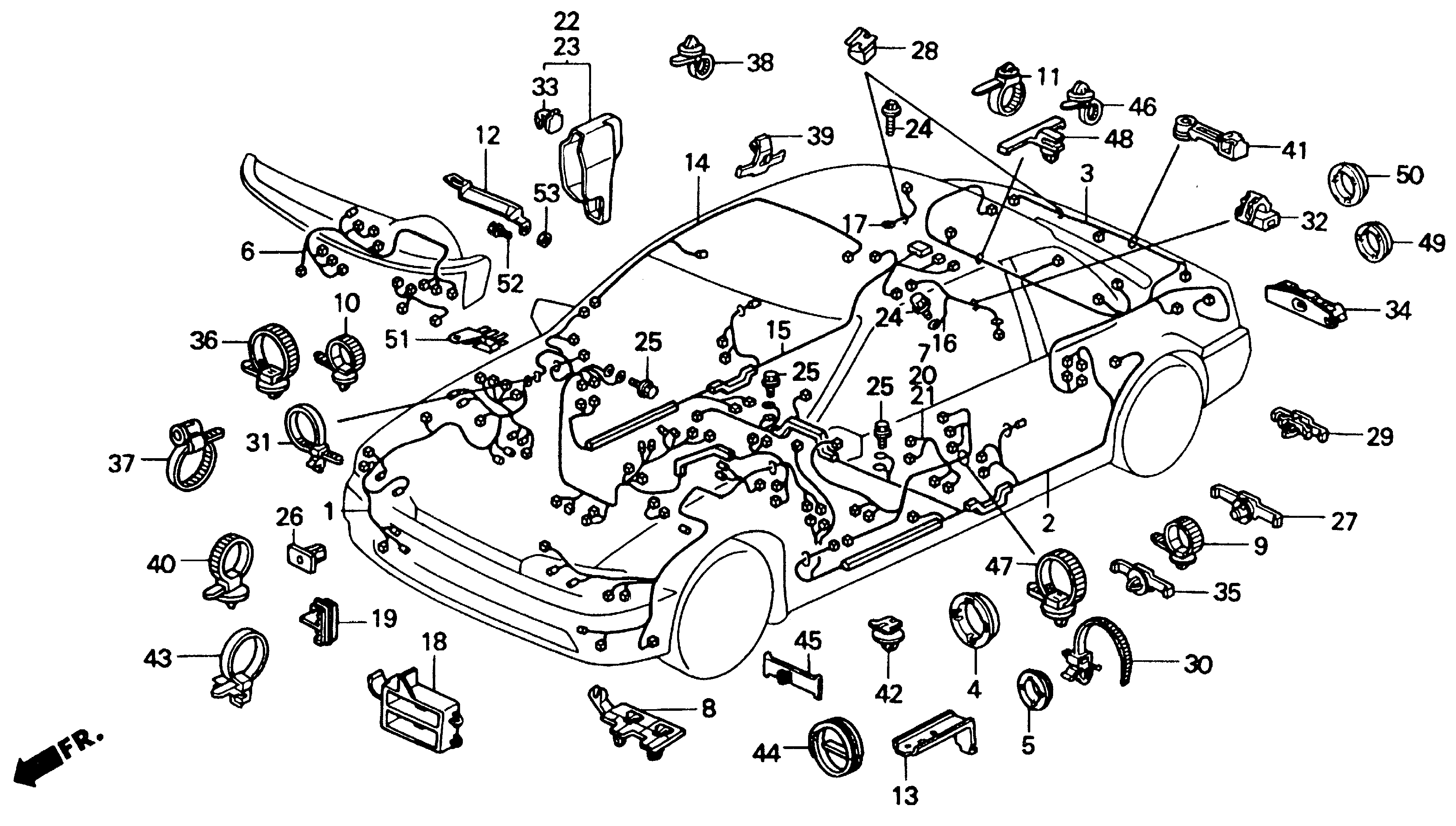 Diagram WIRE HARNESS for your 1990 Honda Accord Coupe 2.2L AT LX 