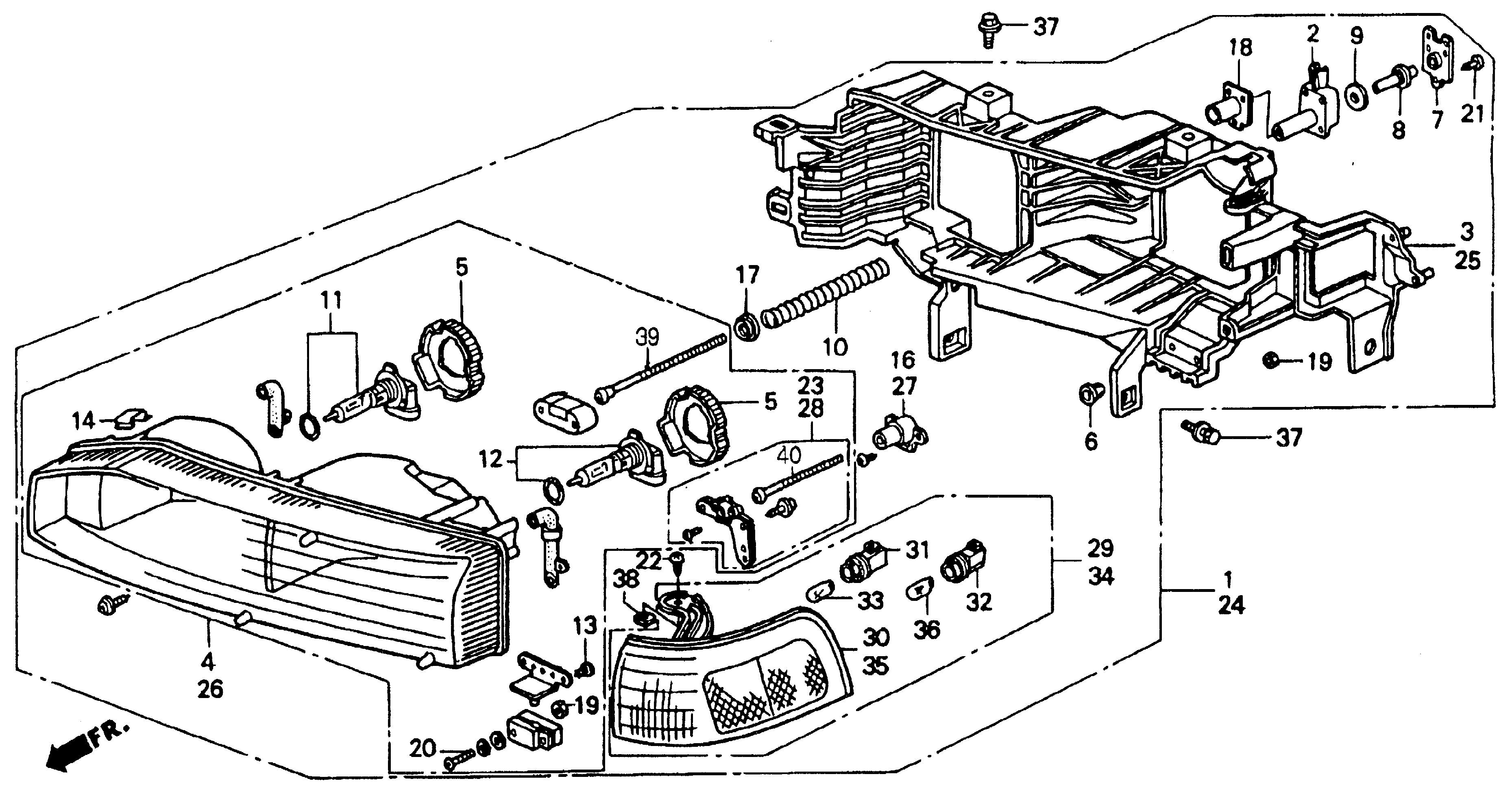 Diagram HEADLIGHT ('90-'91) for your 1990 Honda Accord Coupe 2.2L AT LX 