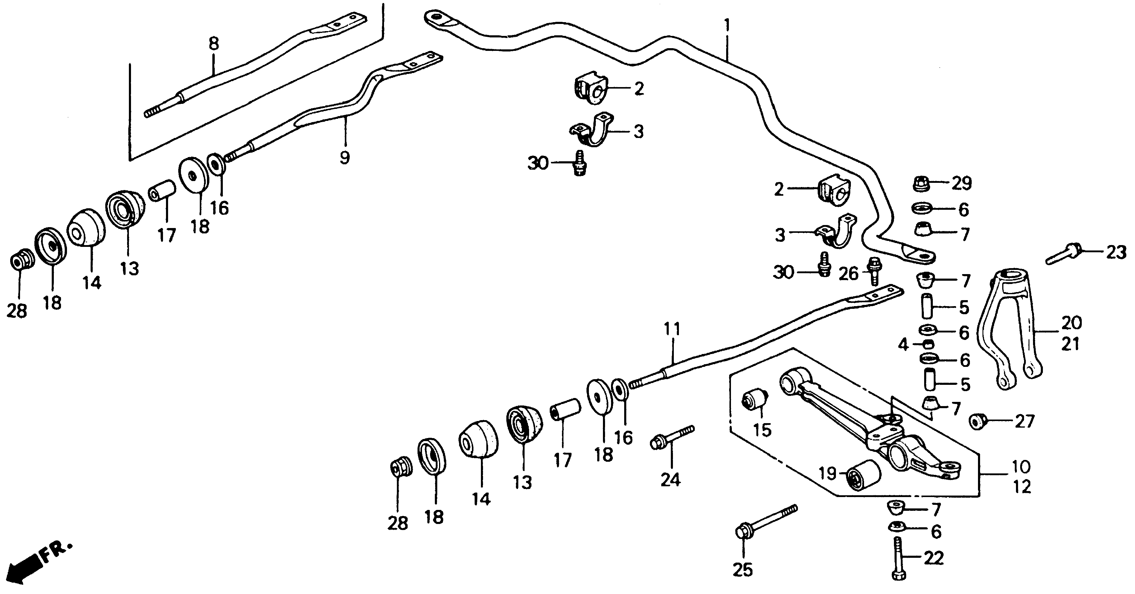 Diagram FRONT LOWER ARM for your 1990 Honda Accord Coupe 2.2L AT LX 