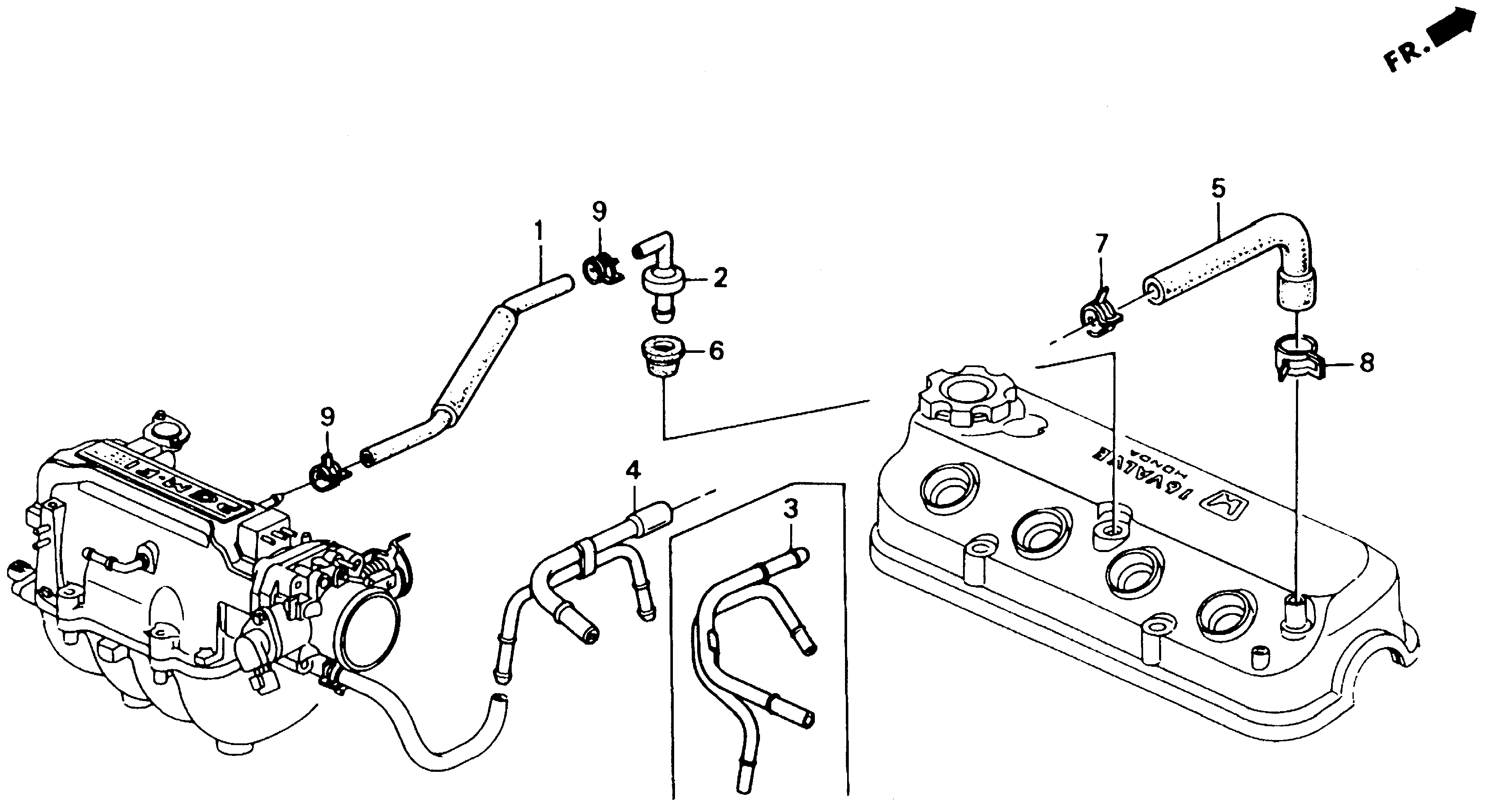 Diagram BREATHER TUBE for your 1992 Honda Accord Coupe 2.2L AT DX 