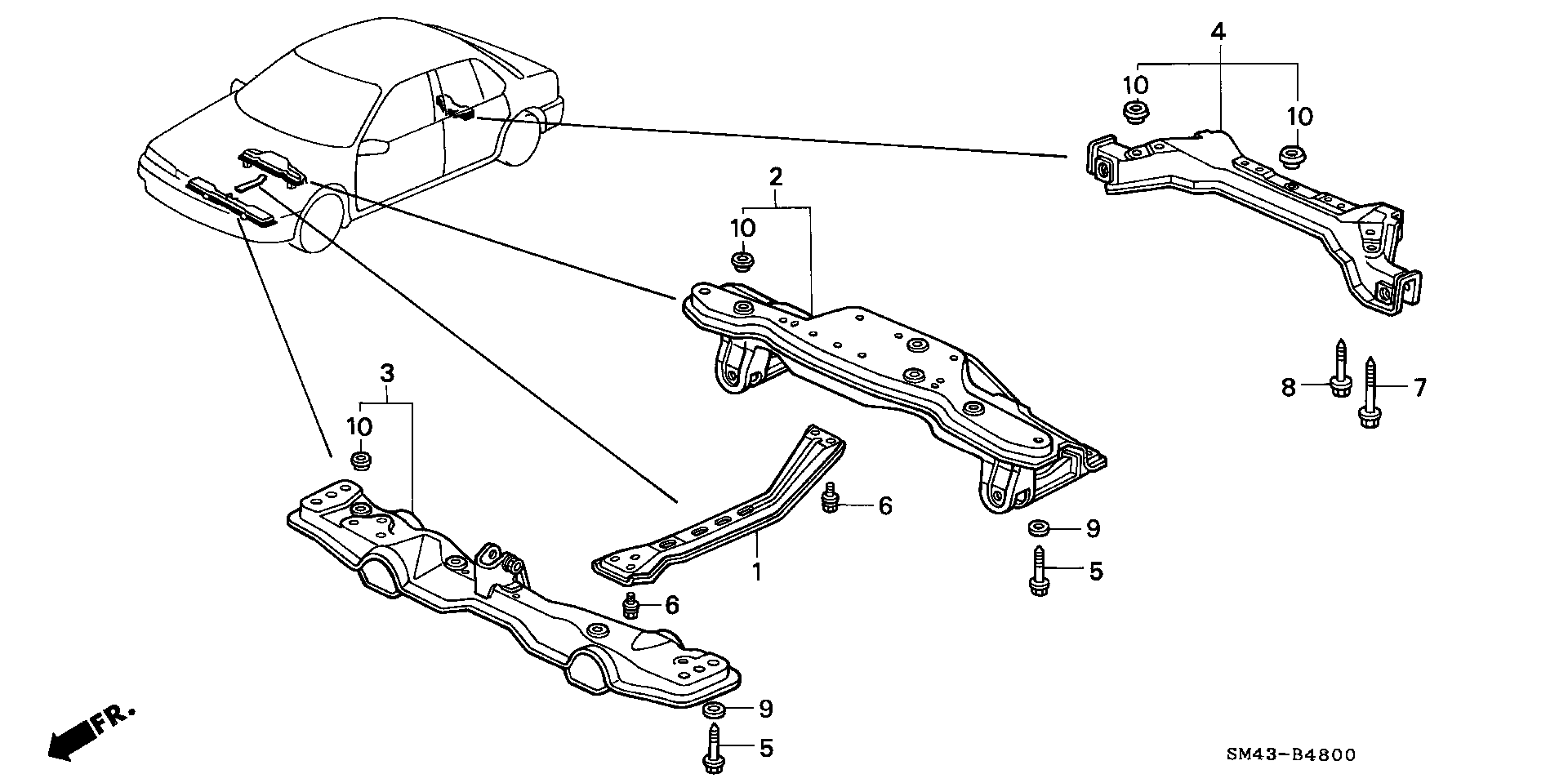 Diagram CROSS BEAM for your 1997 Honda Civic   