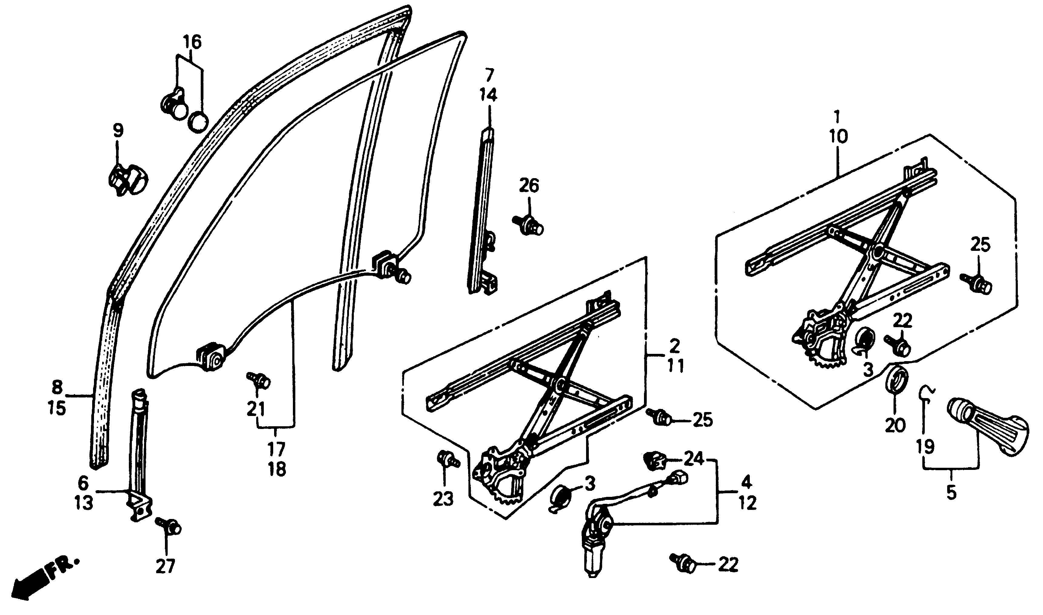 Diagram FRONT DOOR WINDOWS for your Honda