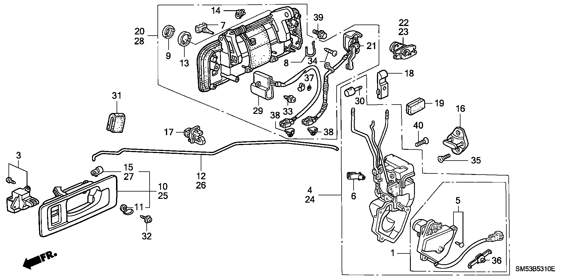 Diagram FRONT DOOR LOCKS for your 1994 Honda Accord Coupe   