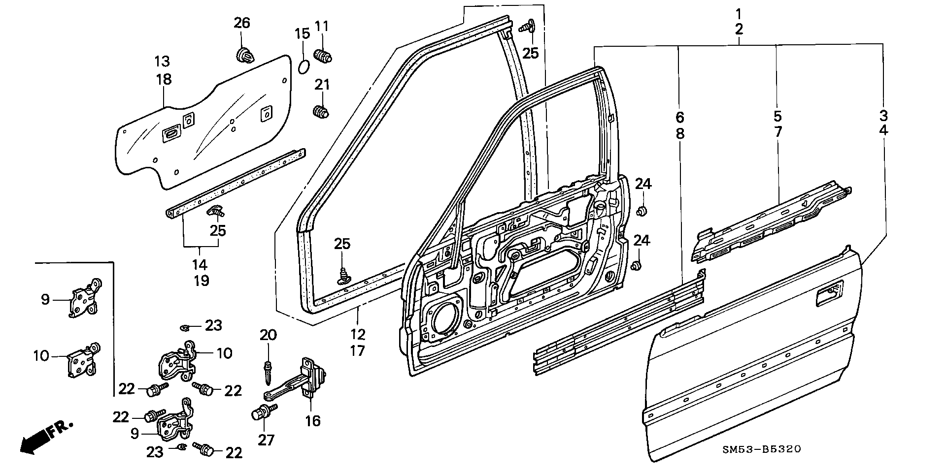 Diagram FRONT DOOR PANELS for your Honda