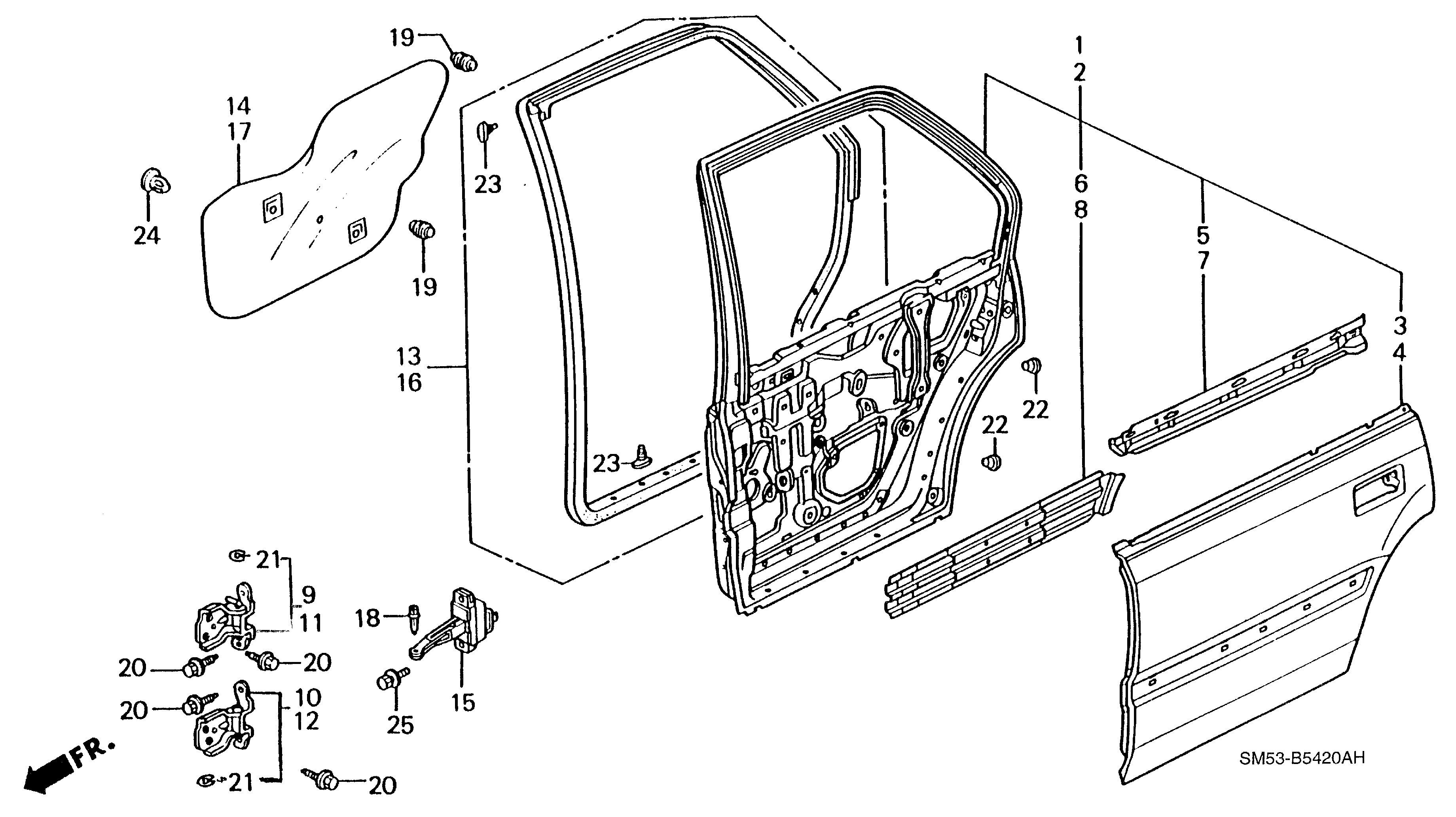 Diagram REAR DOOR PANELS for your Honda