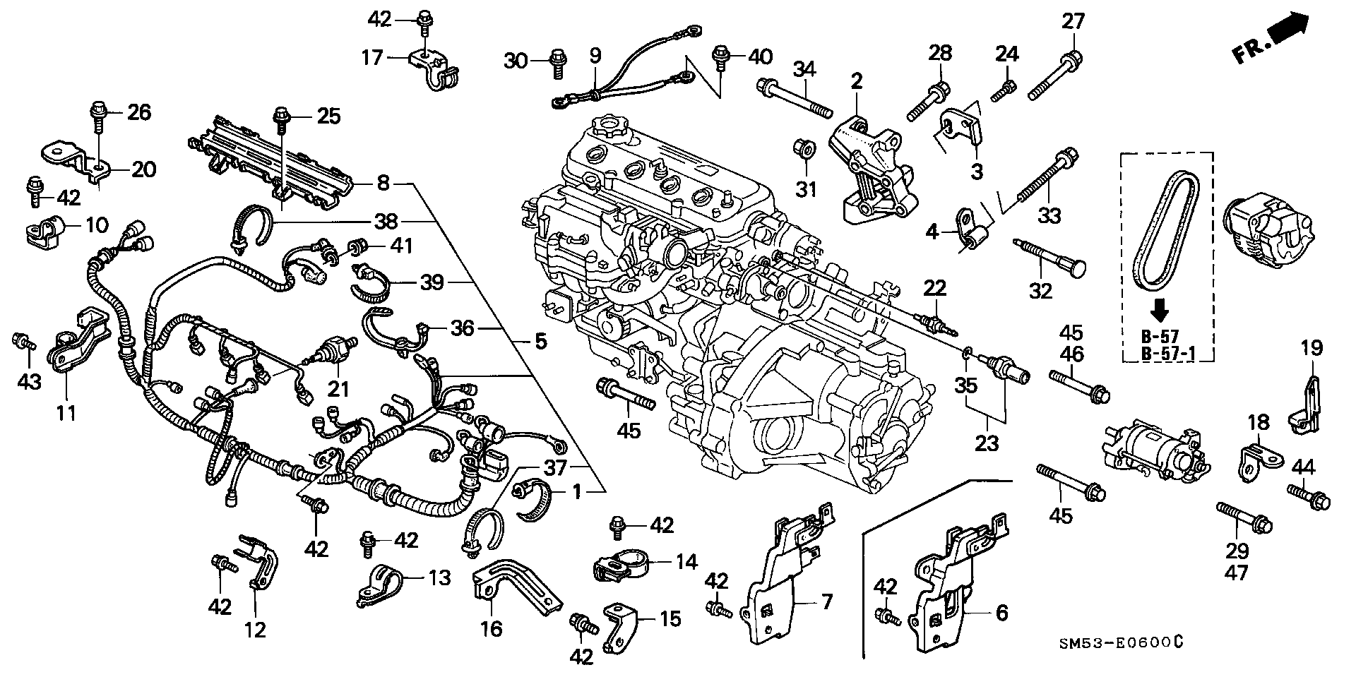 Honda Accord Wagon Stay b, alternator. Engine - 32754-PT2-000 | Honda ...