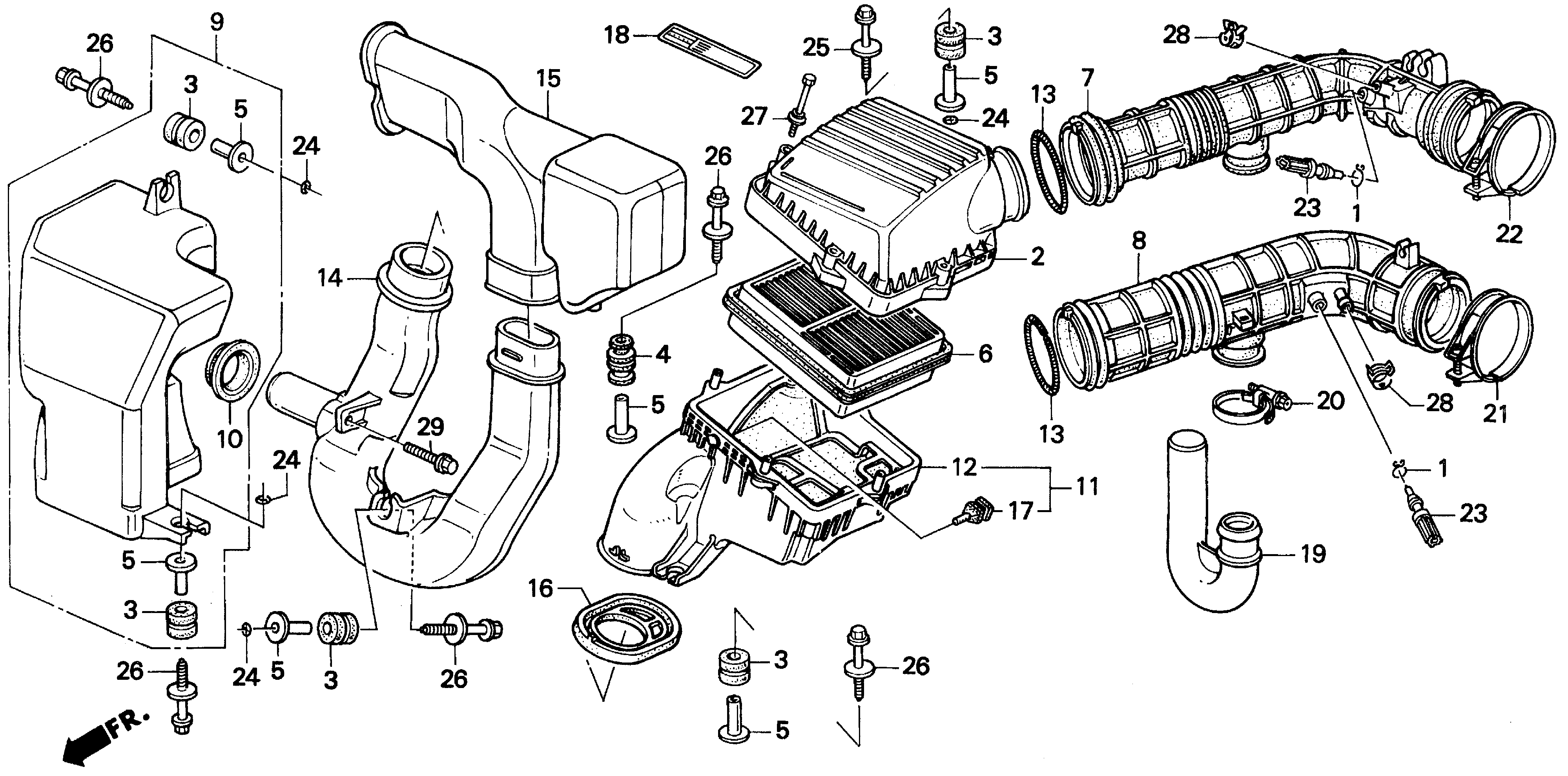 Diagram AIR CLEANER (1) for your Honda Del Sol  