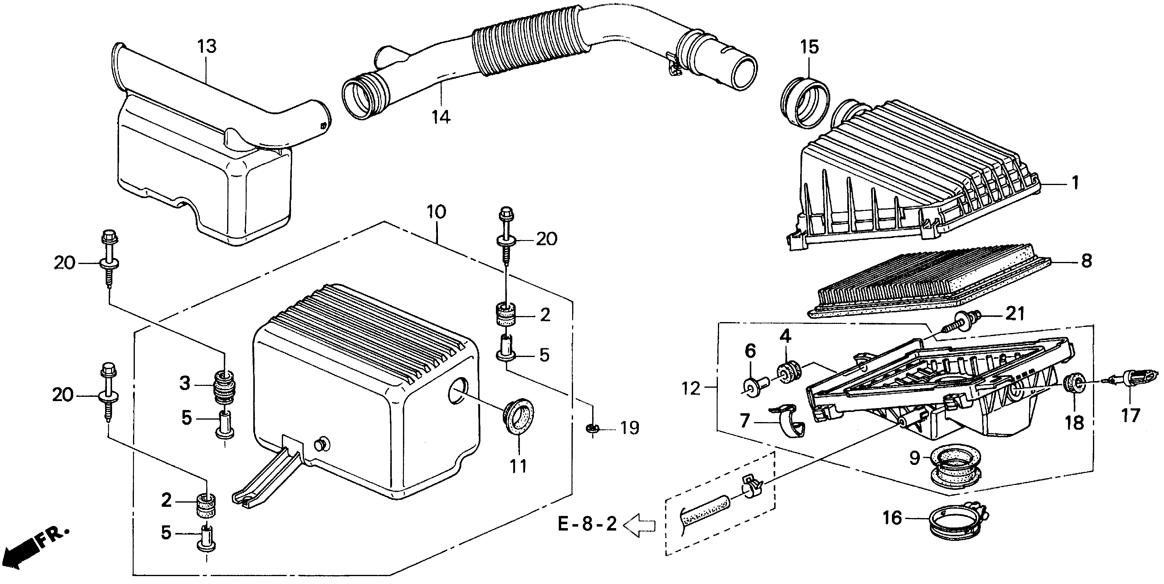 Diagram AIR CLEANER (2) for your 1994 Honda Accord Coupe   