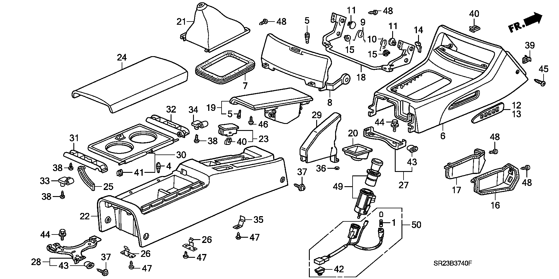 Diagram CONSOLE for your 1998 Honda Civic Hatchback   