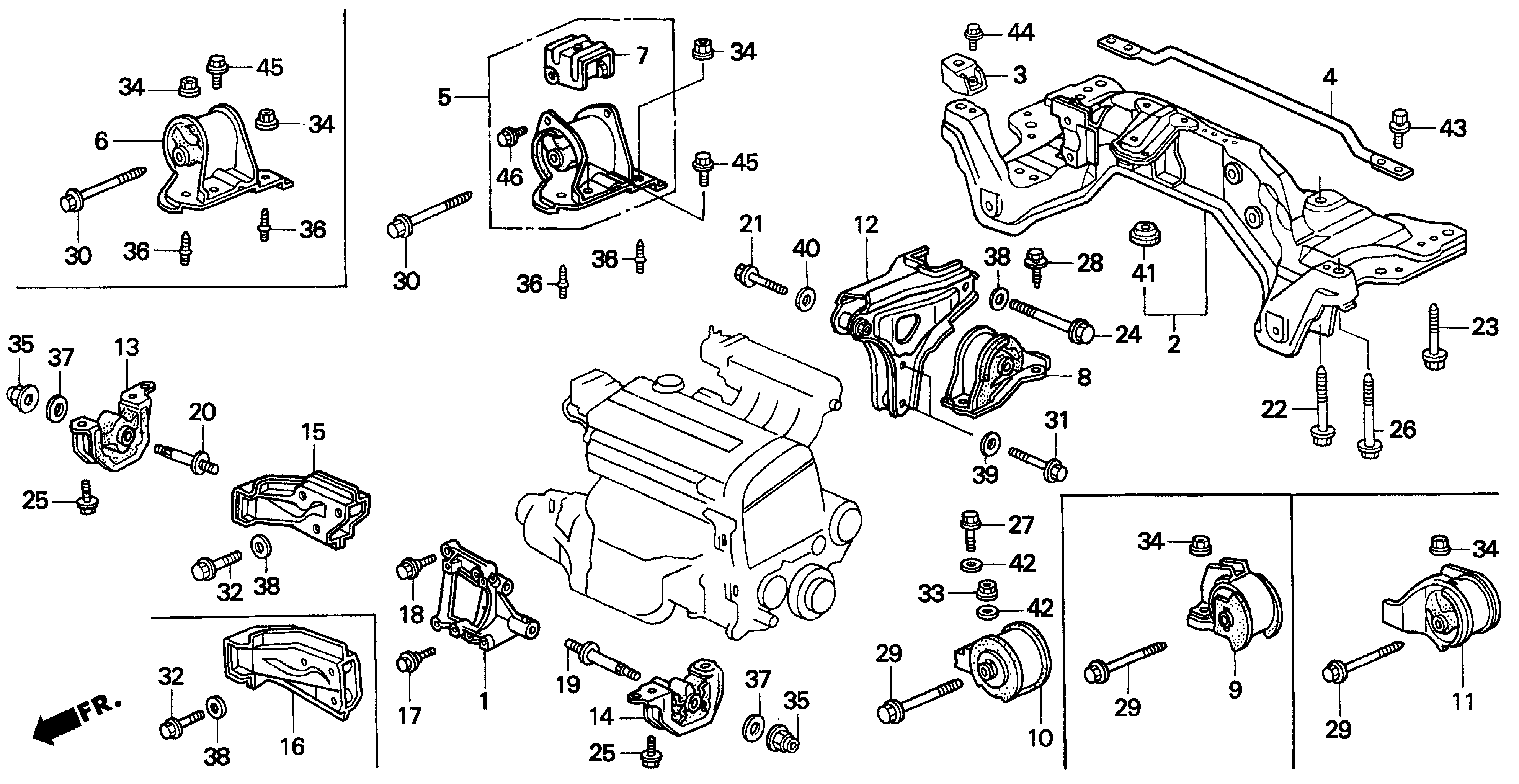 Diagram ENGINE MOUNT (1) for your 1989 Honda Accord Coupe 2.0L MT DX 