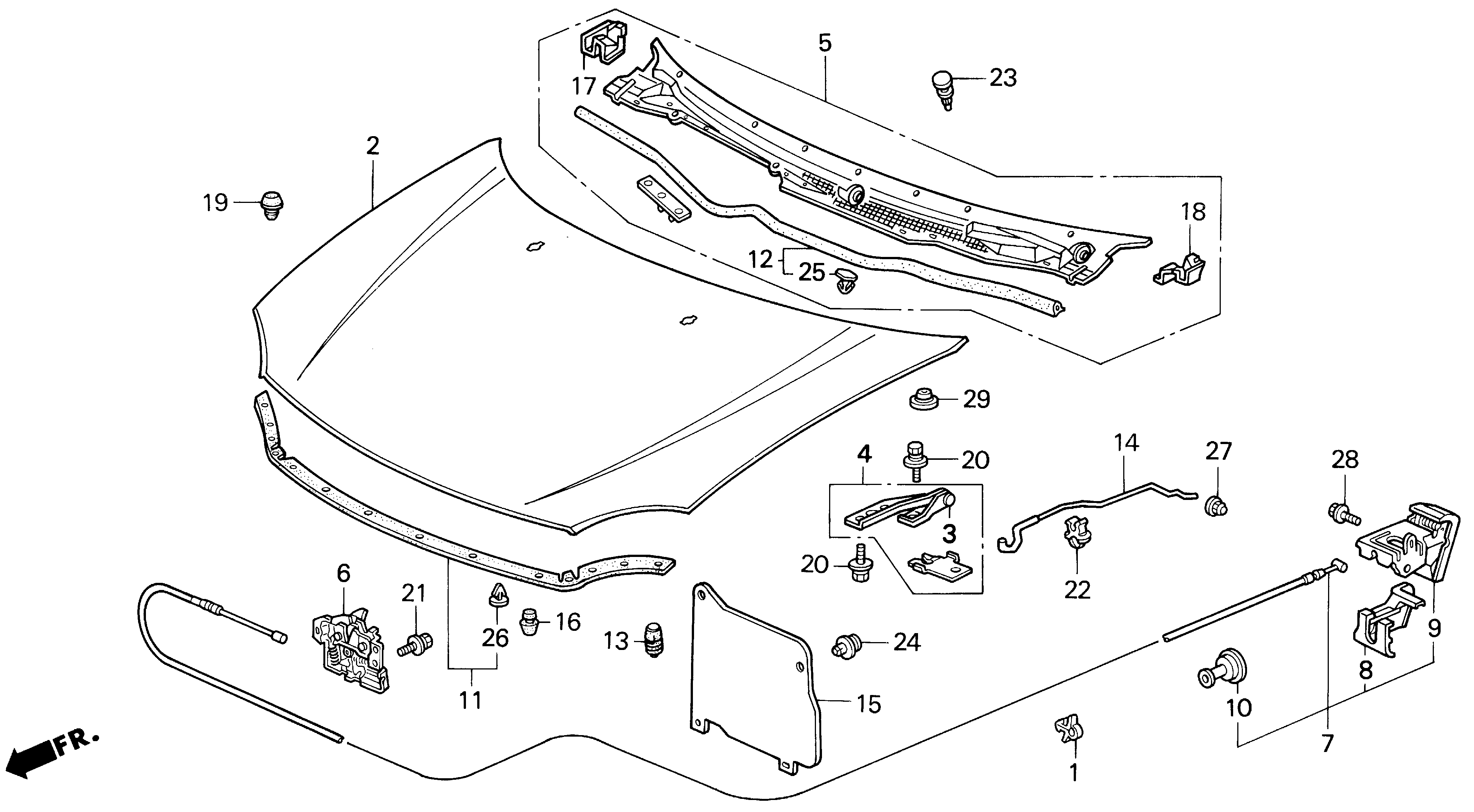 Diagram HOOD for your Honda Del Sol  