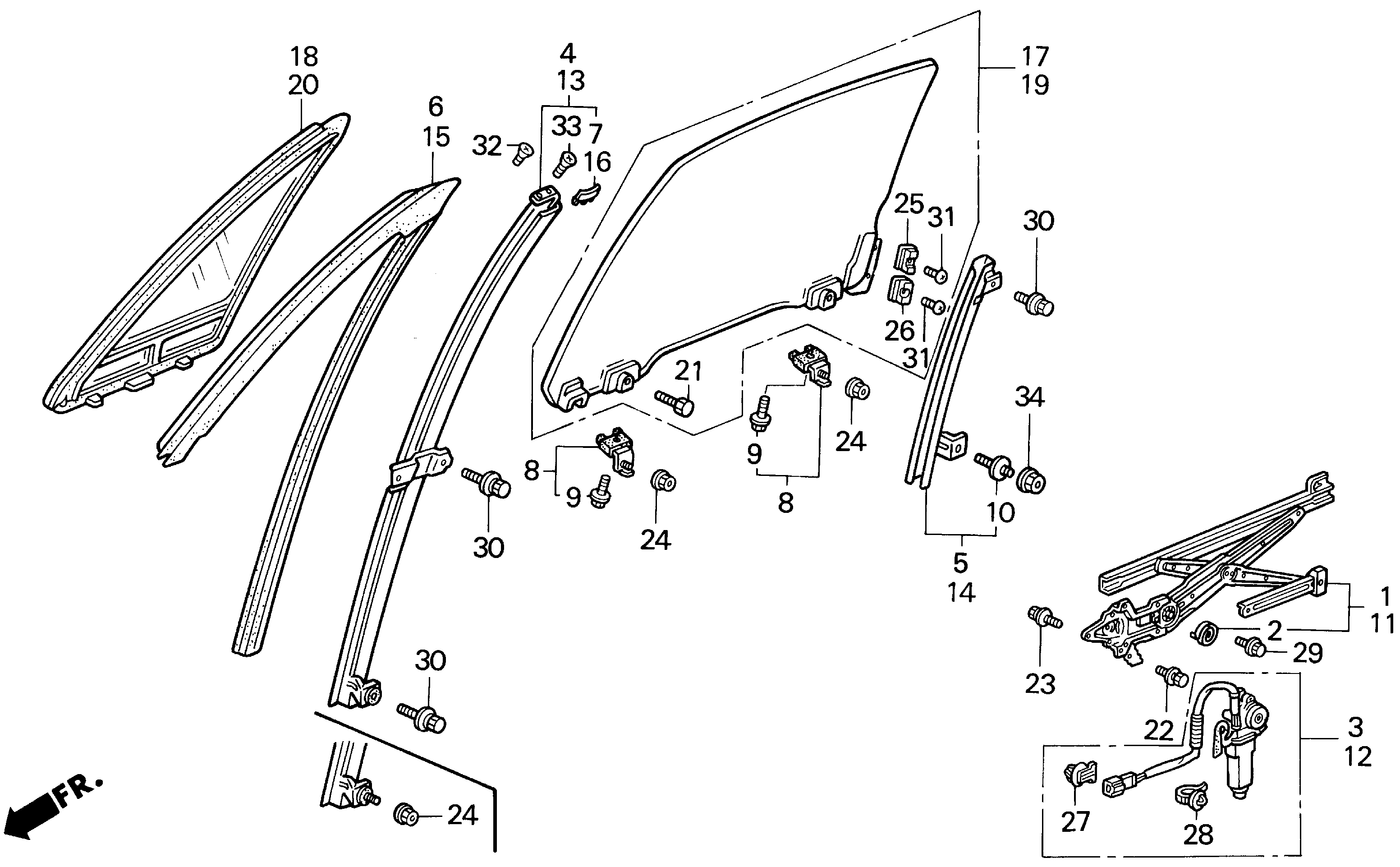 Diagram DOOR GLASS for your Honda