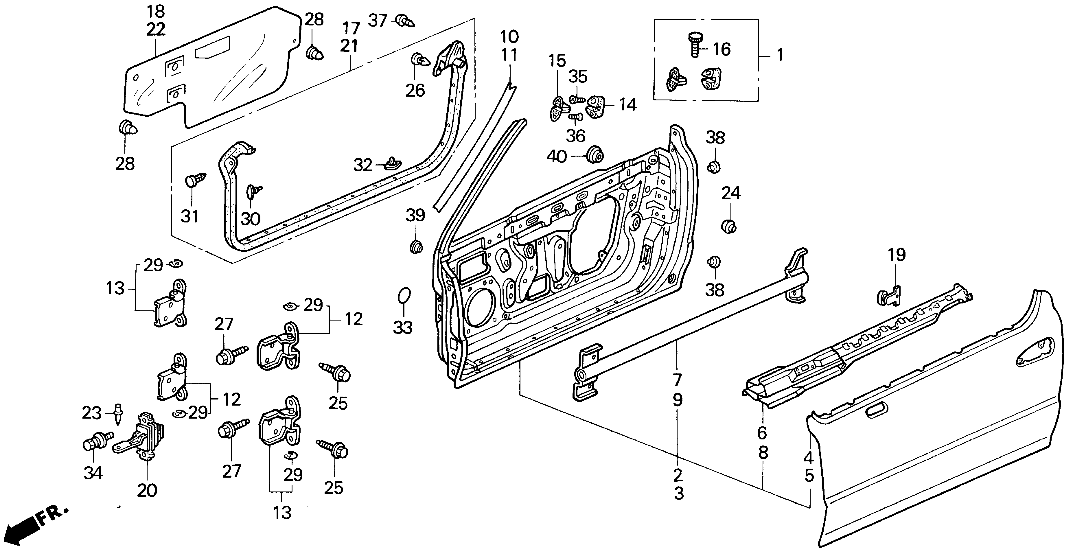 Diagram DOOR PANEL for your 1995 Honda