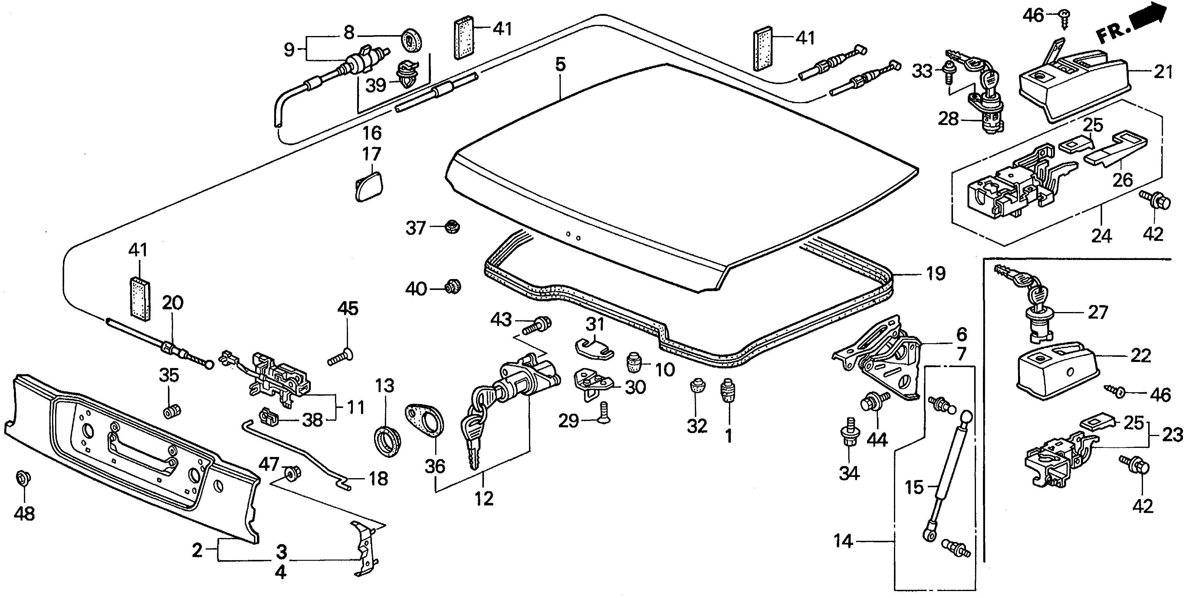 Diagram TRUNK LID for your Honda Del Sol  