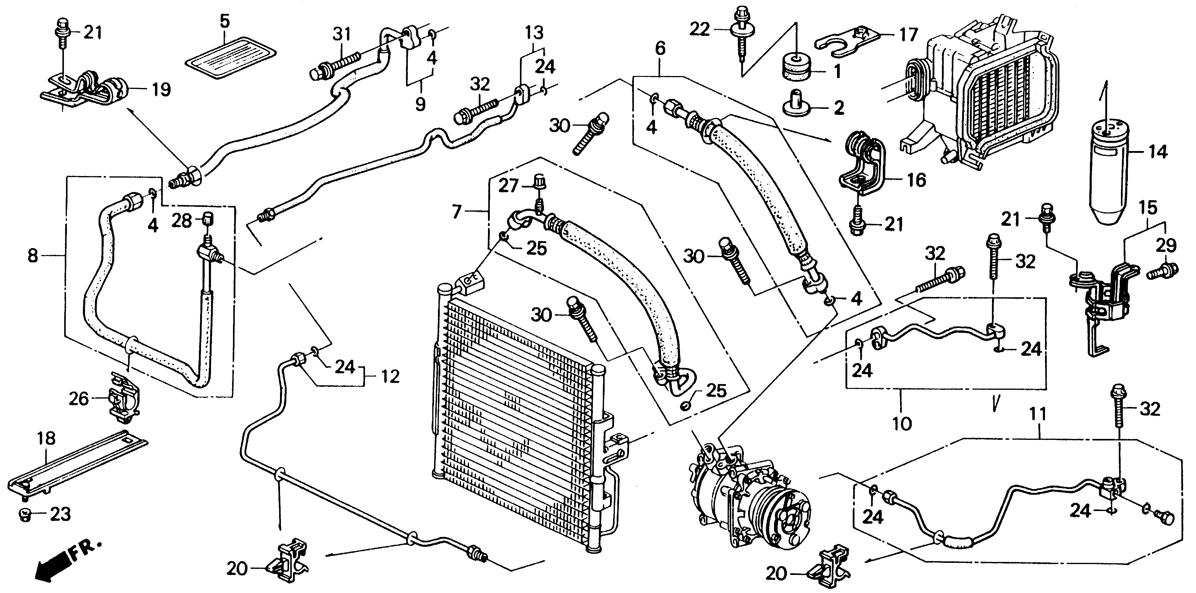 Diagram HOSES@PIPES for your 1997 Honda Del Sol   