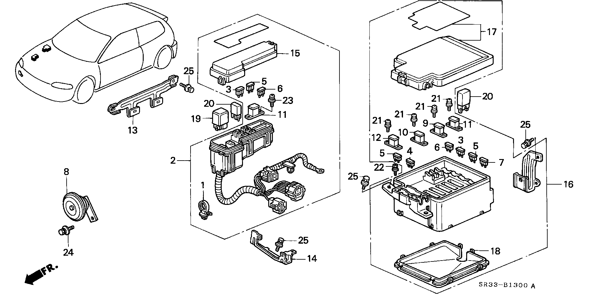 Diagram CONTROL UNIT (ENGINE ROOM) for your 1995 Honda