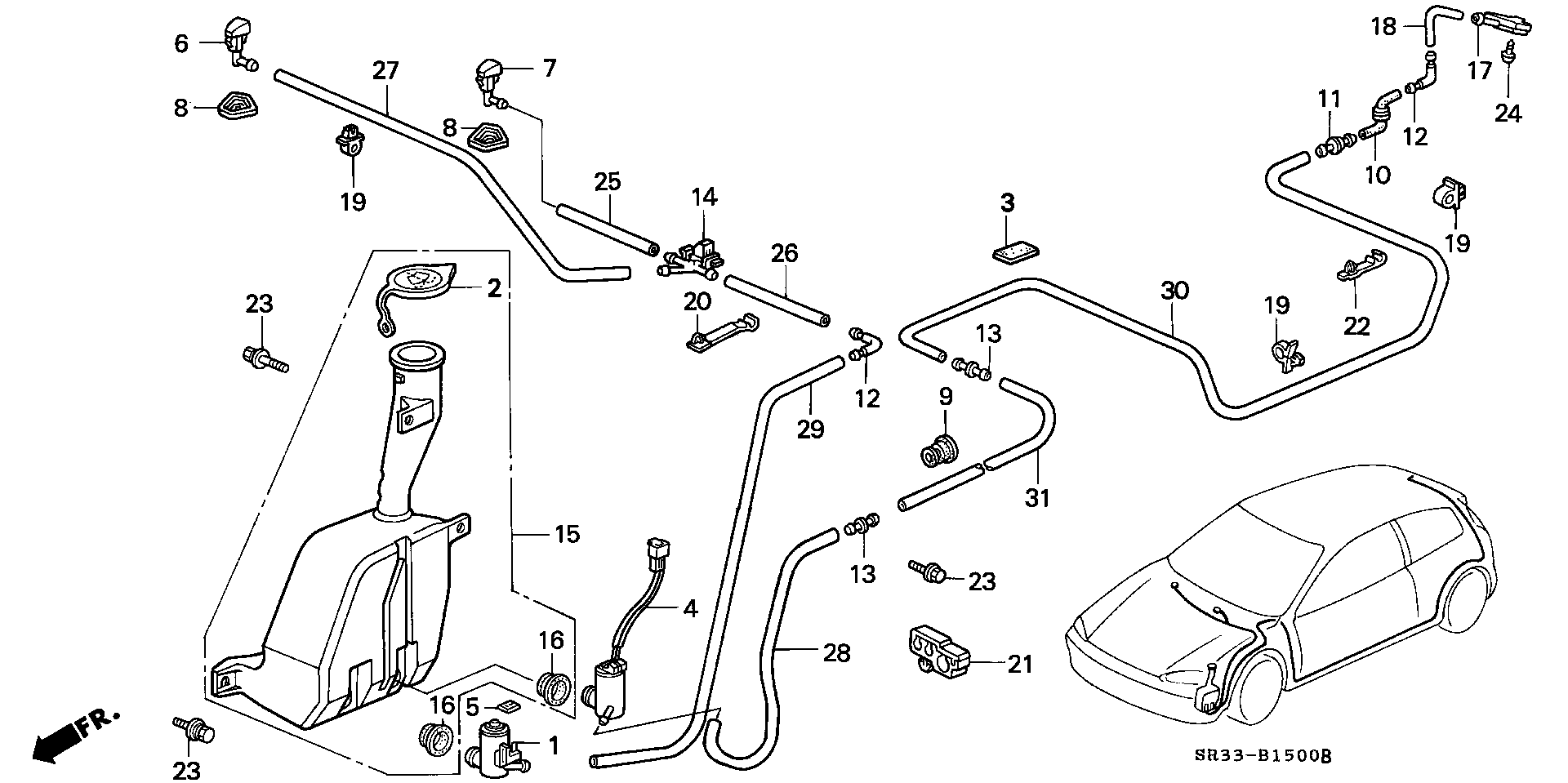 Diagram WINDSHIELD WASHER for your Honda Civic Hatchback  