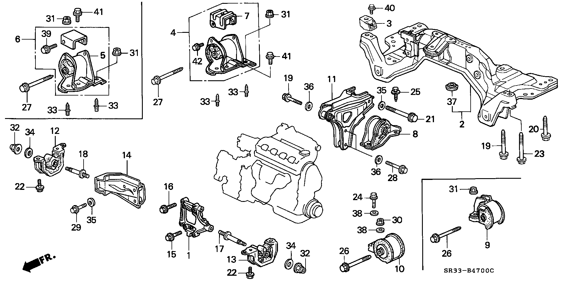 Diagram ENGINE MOUNT (1) for your 1989 Honda Accord Coupe 2.0L MT DX 