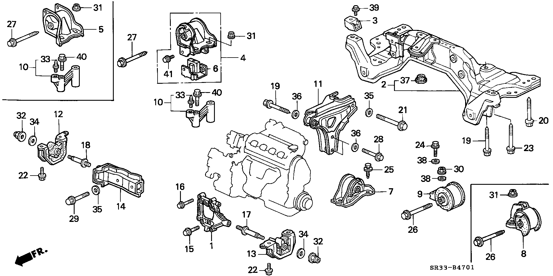 Diagram ENGINE MOUNT (2) for your 1989 Honda Accord Coupe 2.0L MT DX 