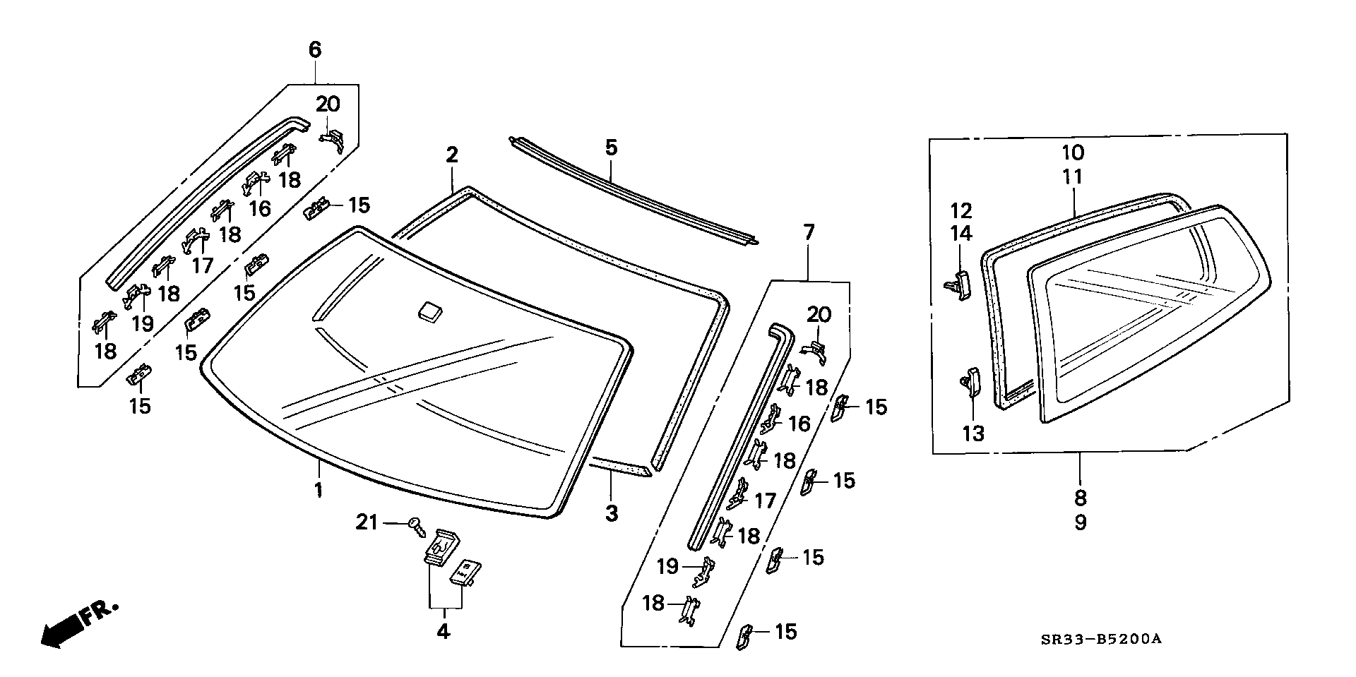 Diagram FRONT WINDSHIELD for your 2017 Honda Civic   