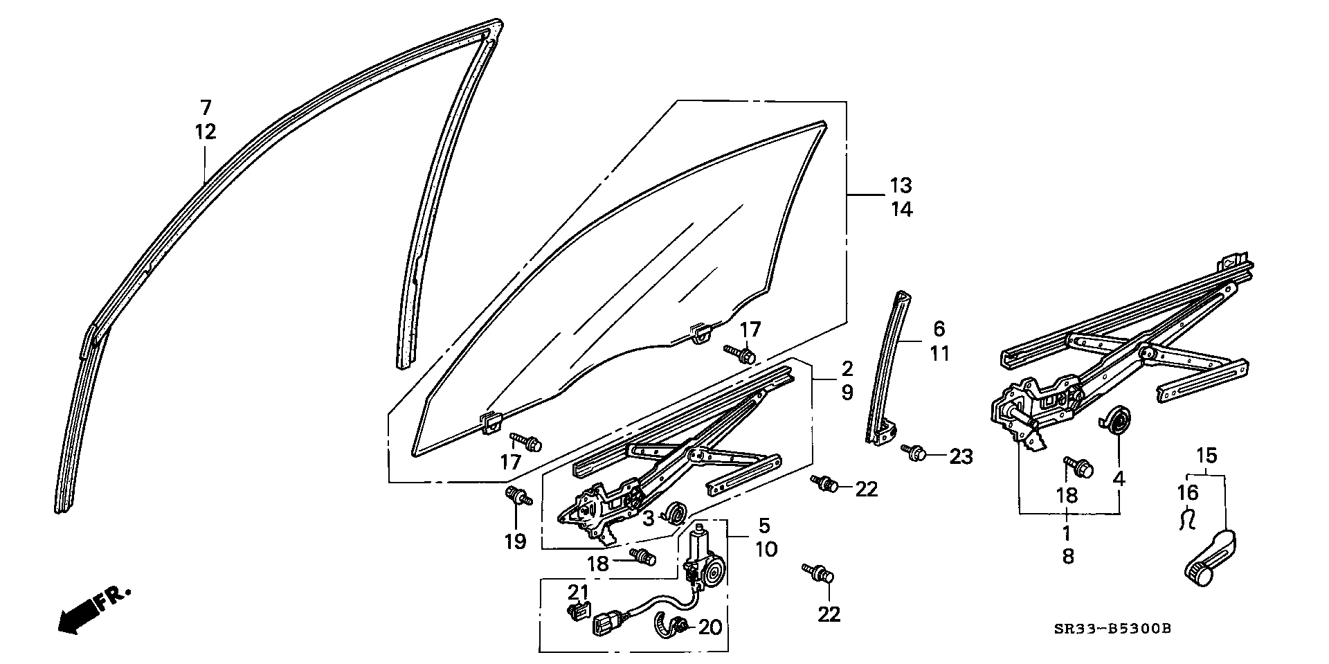 Diagram DOOR WINDOW for your Honda