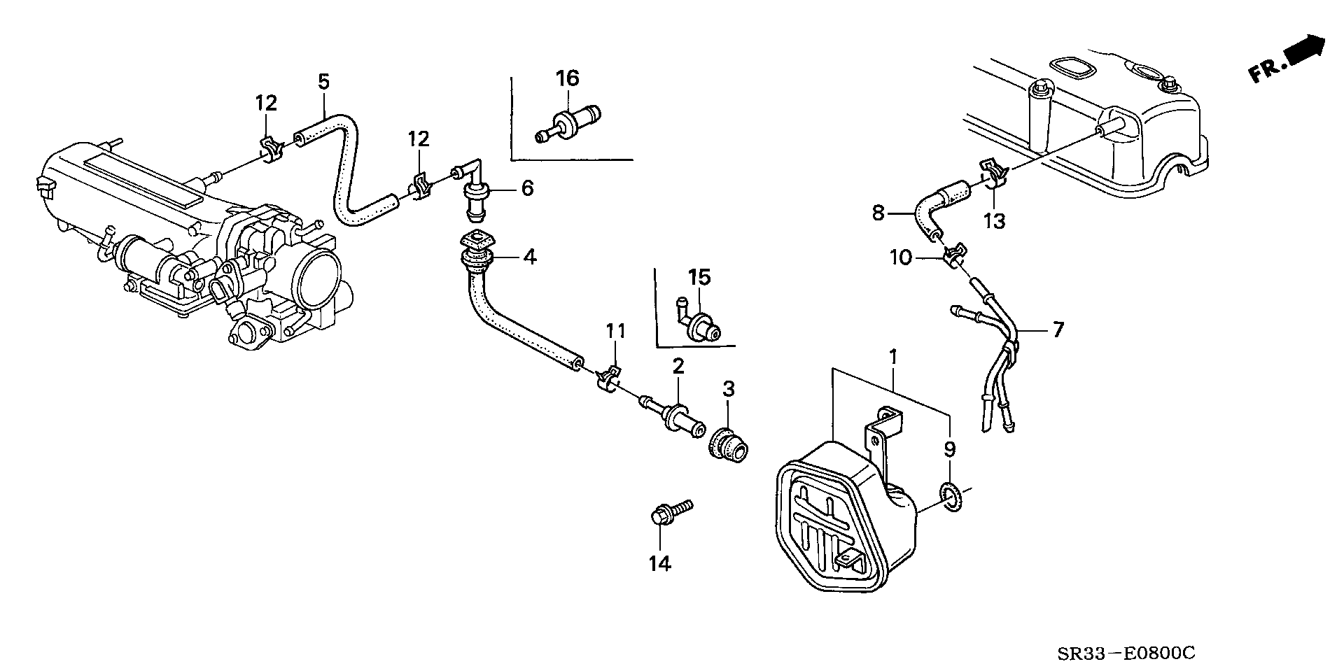 Diagram BREATHER CHAMBER for your Honda Civic Hatchback  