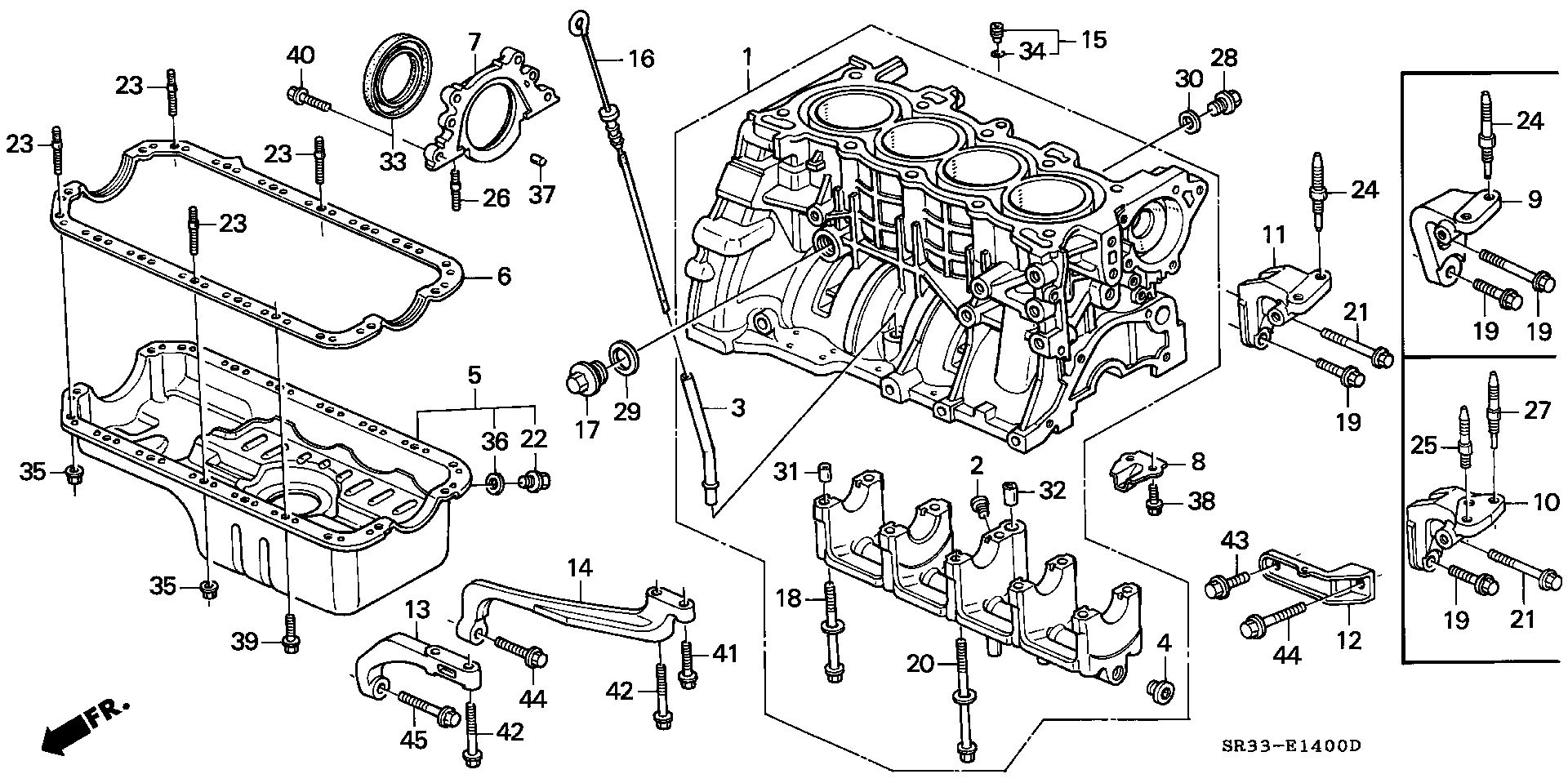 Diagram CYLINDER BLOCK@OIL PAN for your Honda Civic Hatchback  