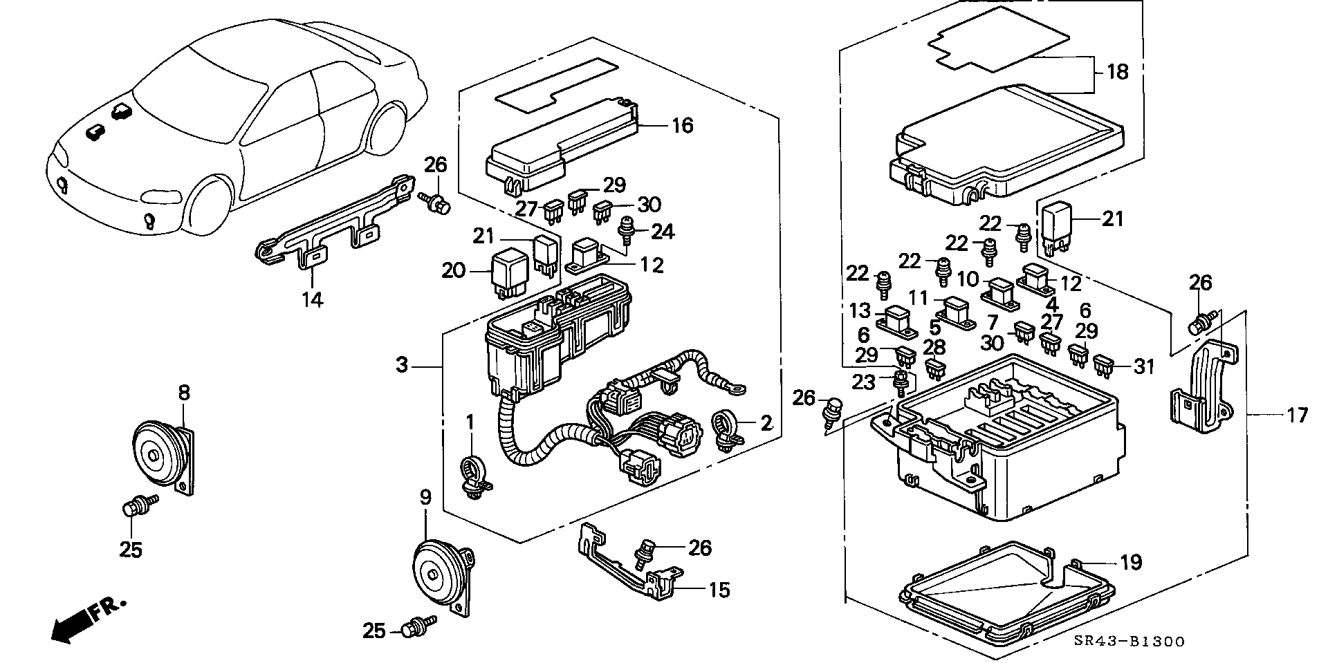 Diagram CONTROL UNIT (ENGINE ROOM) for your Honda