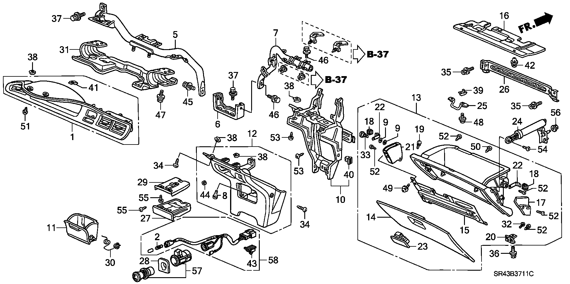 Full size assembly image of INSTRUMENT PANEL GARNISH (2) (1/1)